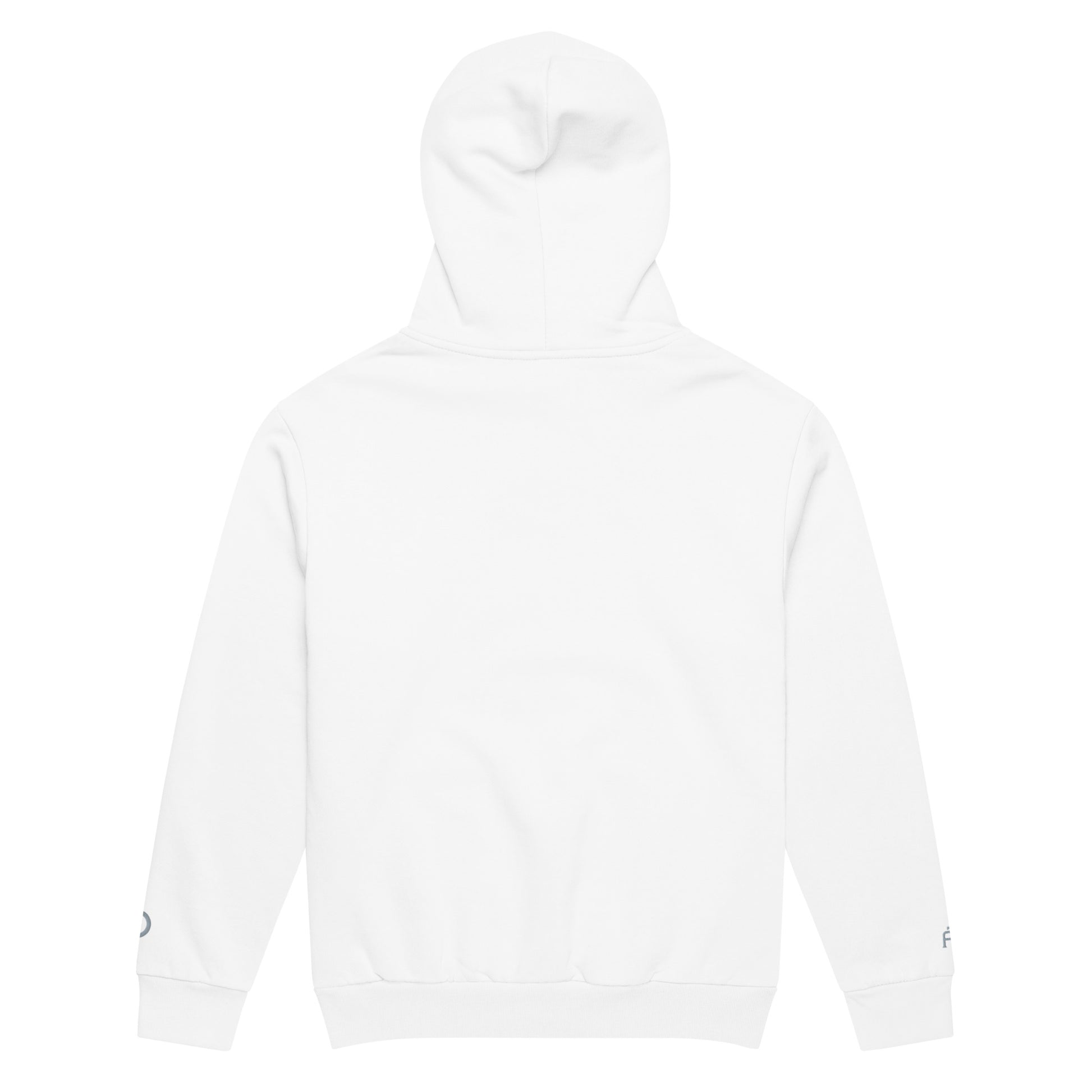 Oversized heavyweight 10 oz hoodie in white with gray - An Athlete Trains. Back view
