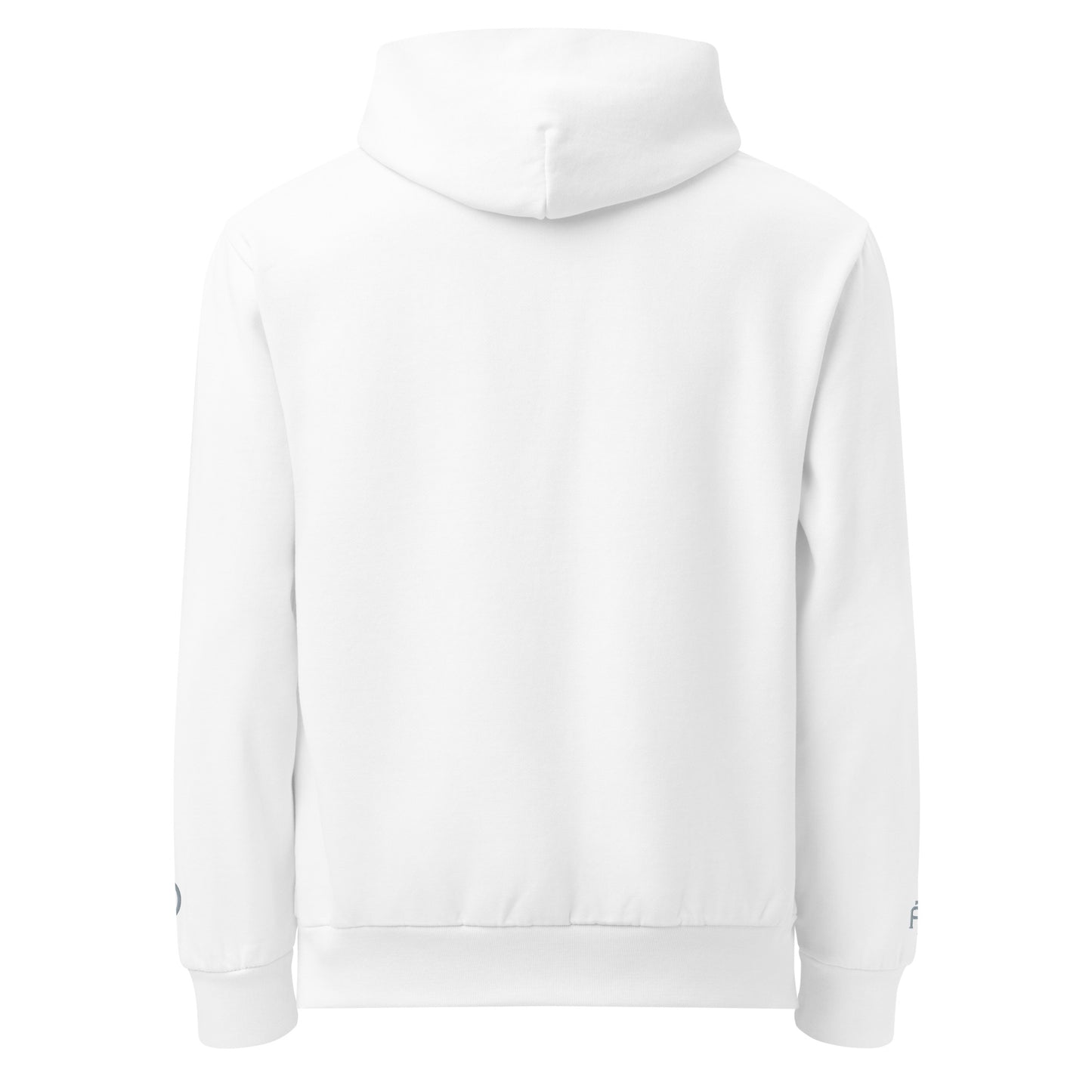 Oversized heavyweight 10 oz hoodie in white with gray - An Athlete Trains. Back view