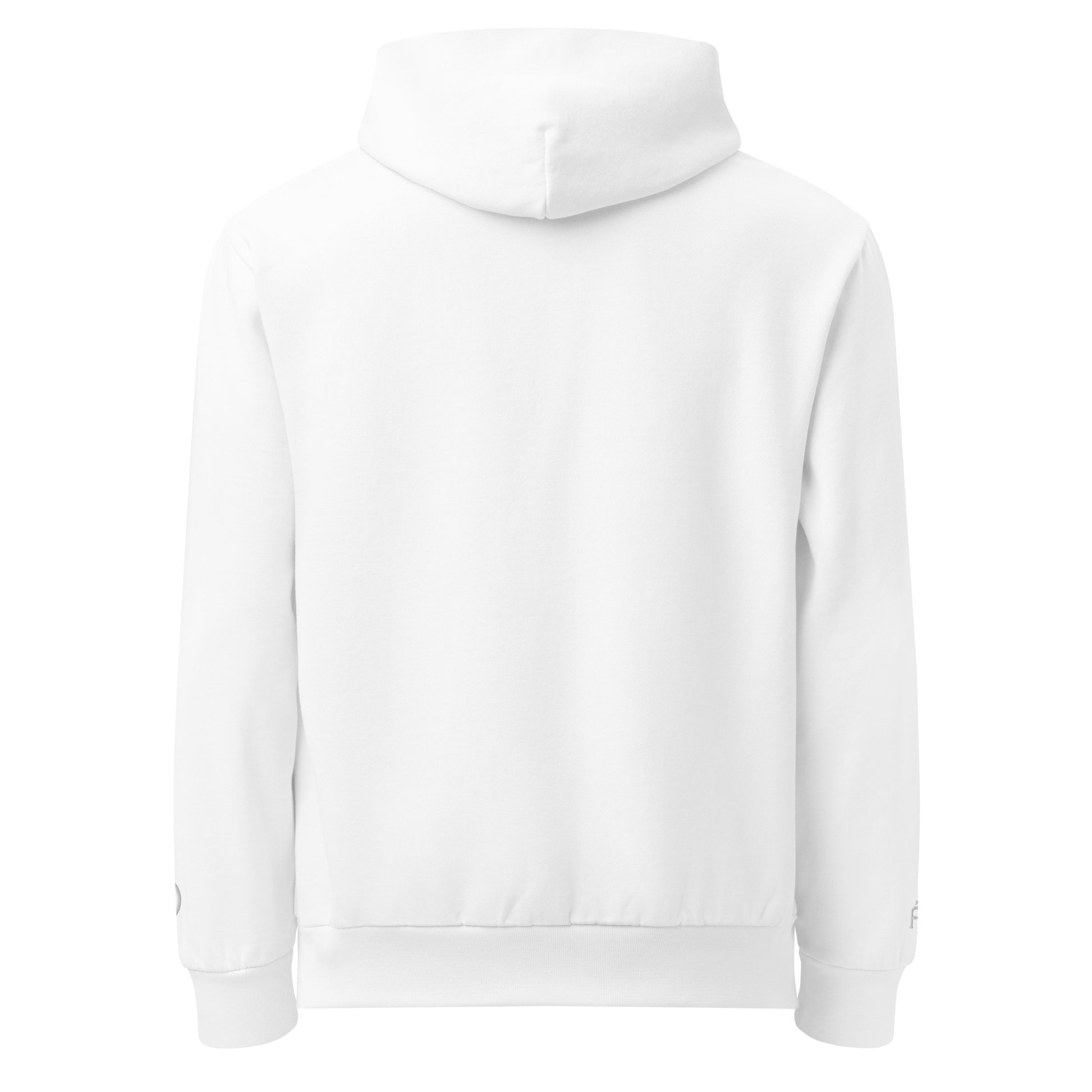 Oversized heavyweight 10 oz hoodie in white with white embroidery - An Athlete Trains. Back view