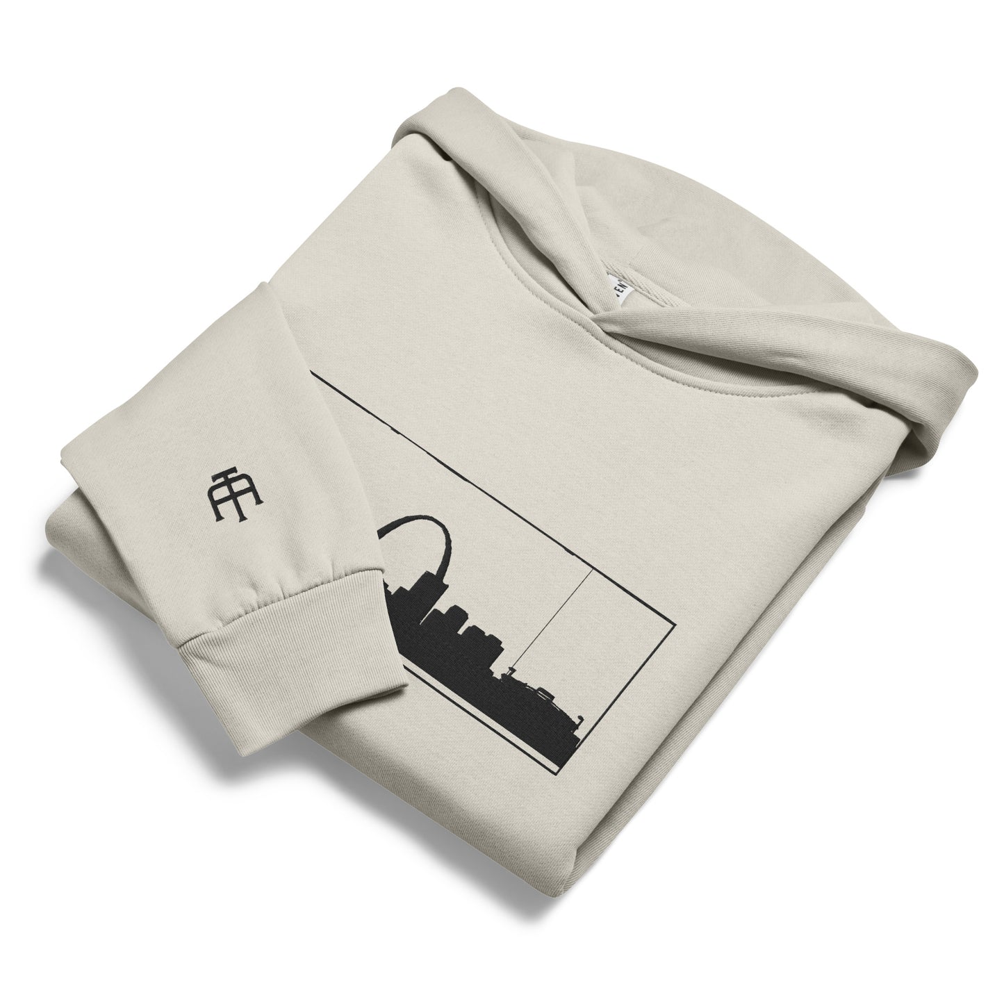 Lunar Rock color St. Louis Edition 10oz heavyweight urban hoodie featuring Gateway Arch embroidery and structured Midwest grit | Our City | An Athlete Trains