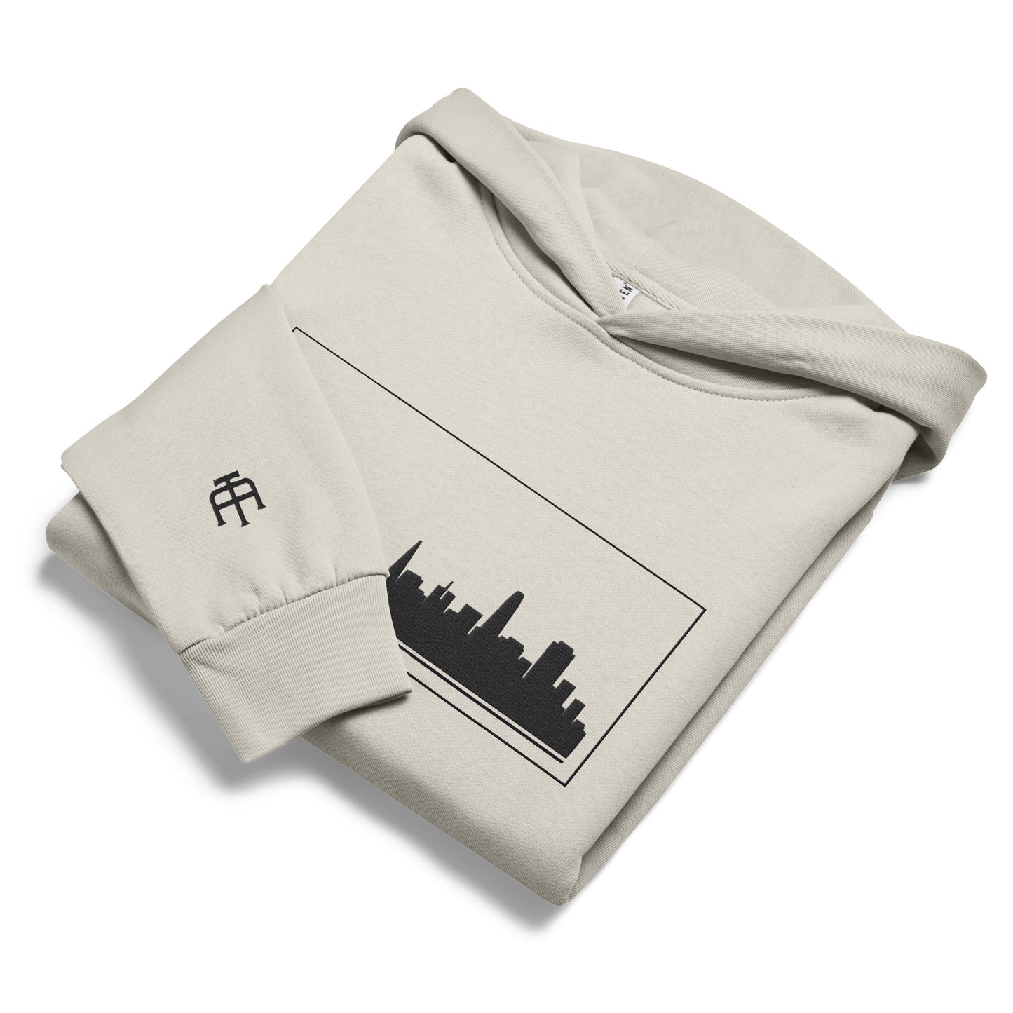 Lunar Rock color San Francisco Edition heavyweight urban hoodie with 10oz fleece and embroidered Golden Gate skyline | Our City | An Athlete Trains