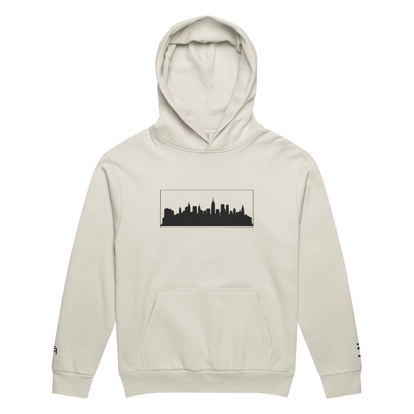 Lunar Rock color New York Edition 10oz heavyweight urban hoodie with boxy fit and embroidered NYC skyline | Our City | An Athlete Trains