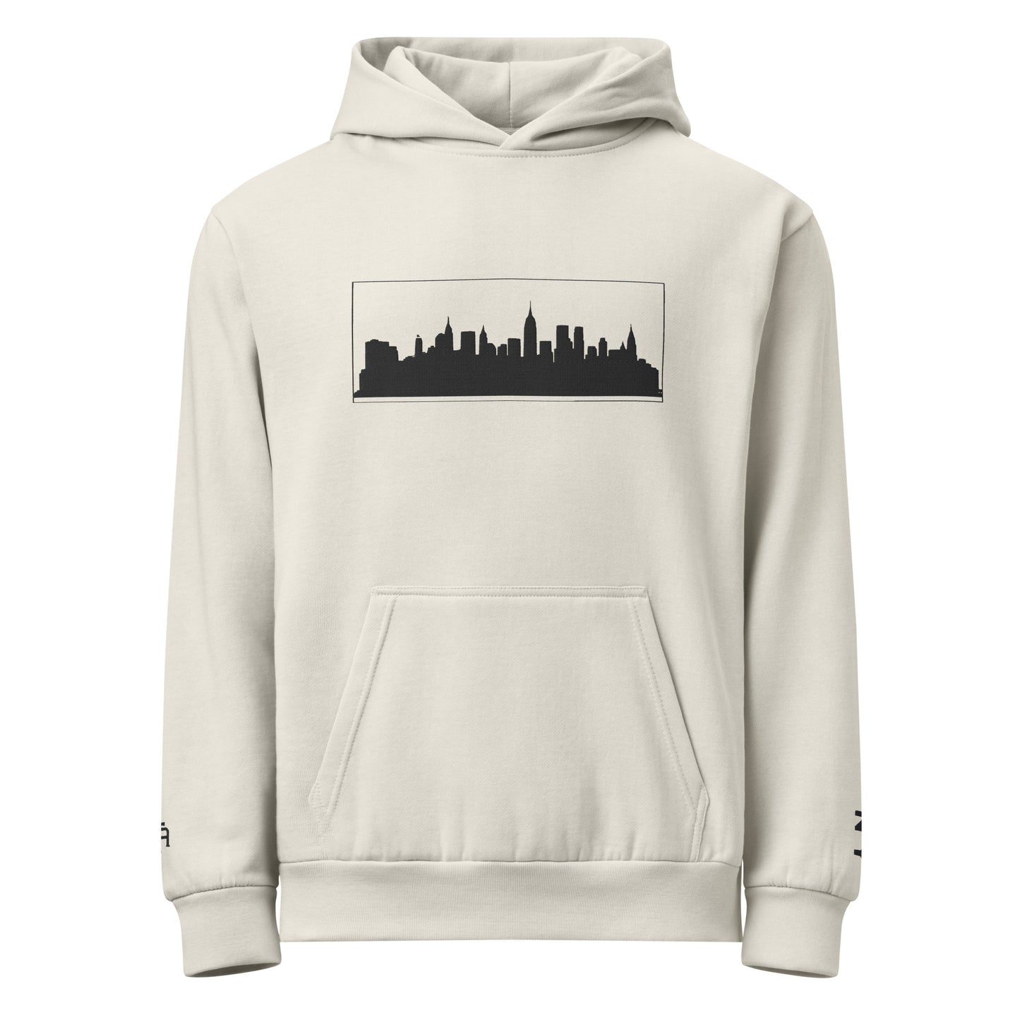 Lunar Rock color New York Edition 10oz heavyweight urban hoodie with boxy fit and embroidered NYC skyline | Our City | An Athlete Trains