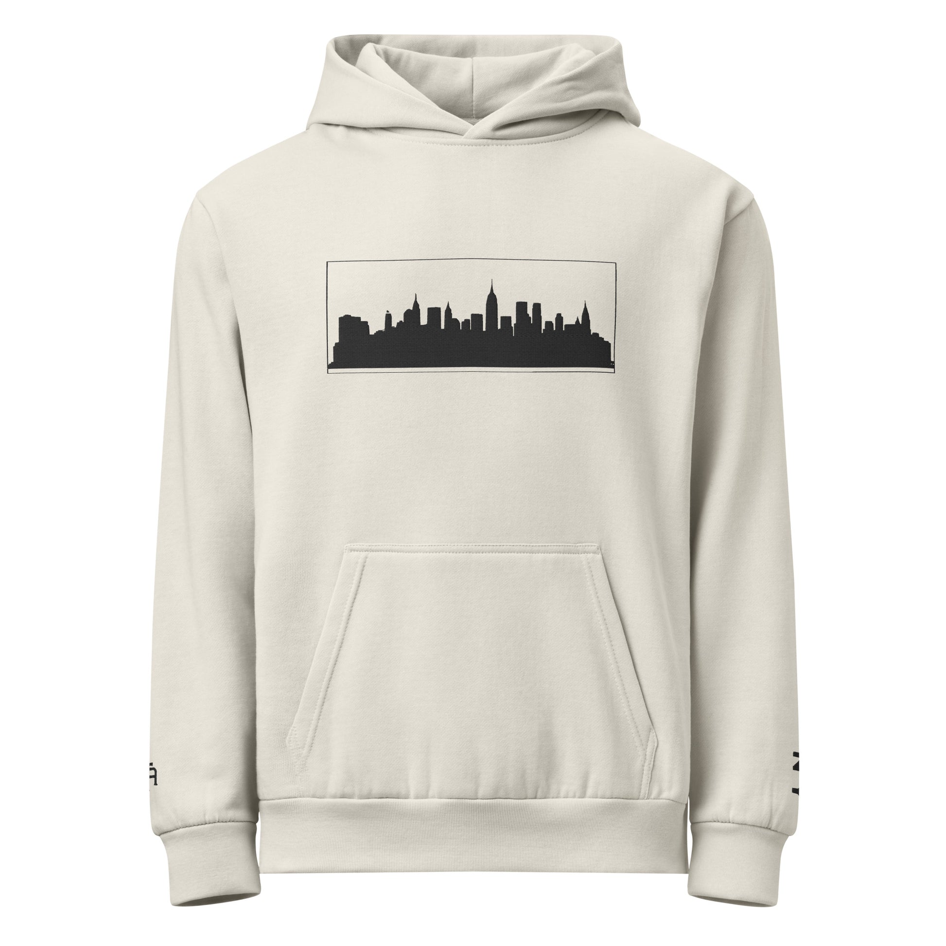 Lunar Rock color New York Edition 10oz heavyweight urban hoodie with boxy fit and embroidered NYC skyline | Our City | An Athlete Trains