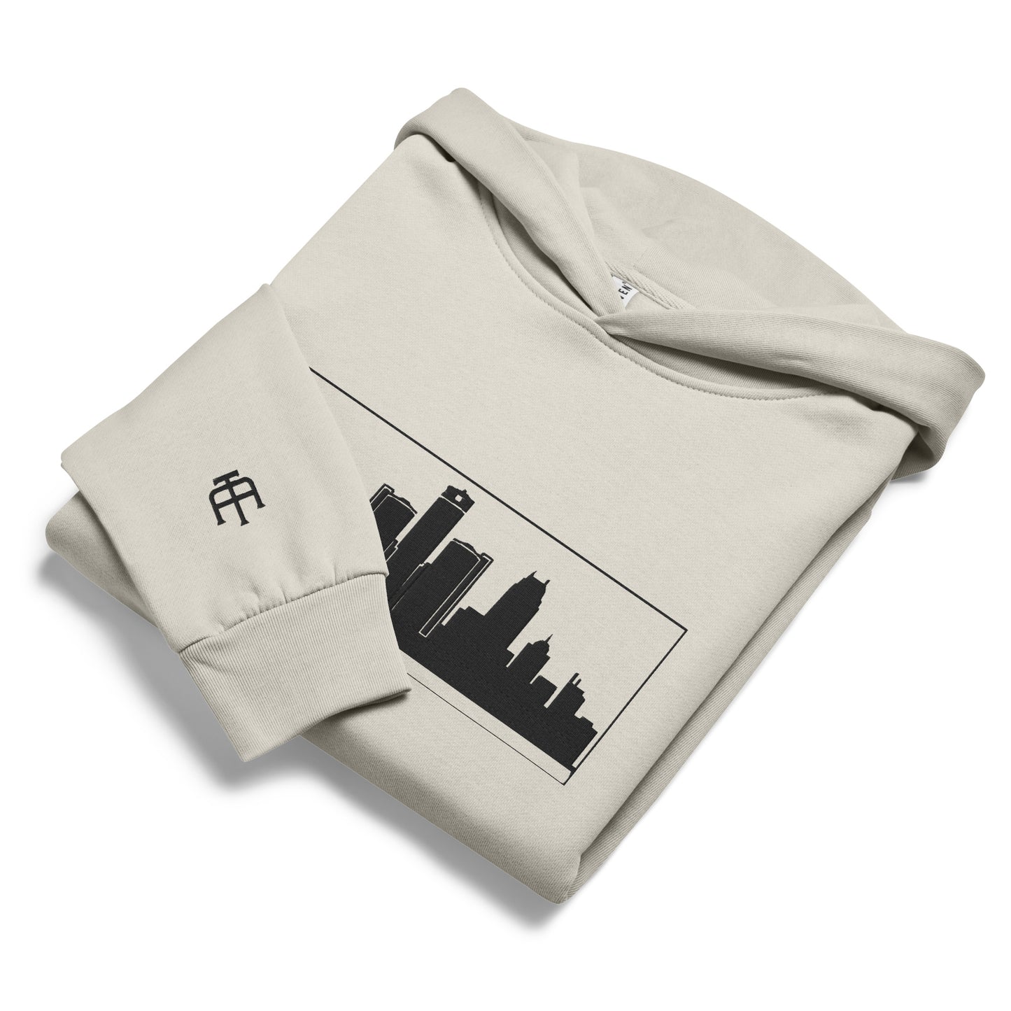 Lunar Rock color Detroit Edition 10oz heavyweight urban hoodie with structured fit and embroidered Detroit skyline | Our City | An Athlete Trains