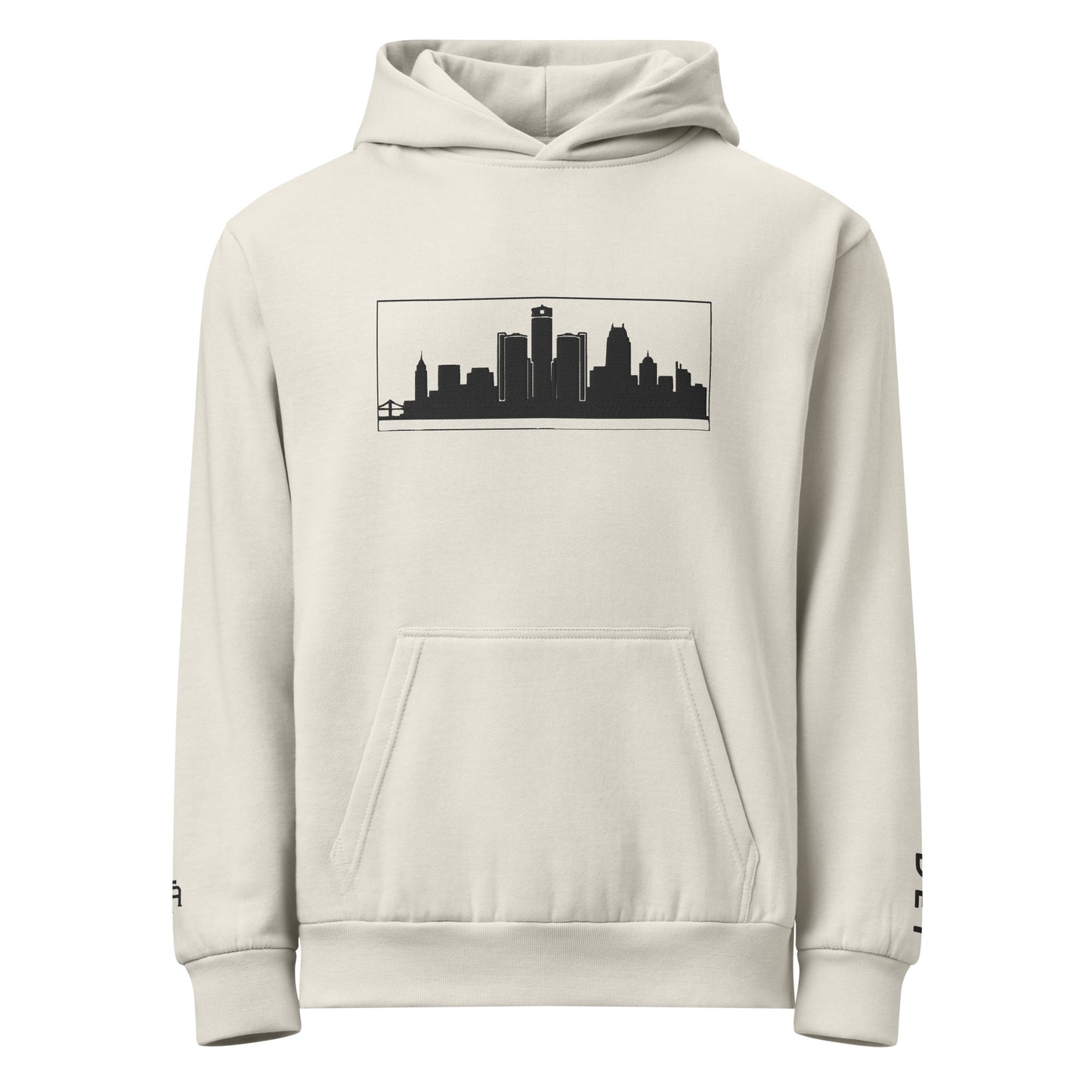 Lunar Rock color Detroit Edition 10oz heavyweight urban hoodie with structured fit and embroidered Detroit skyline | Our City | An Athlete Trains