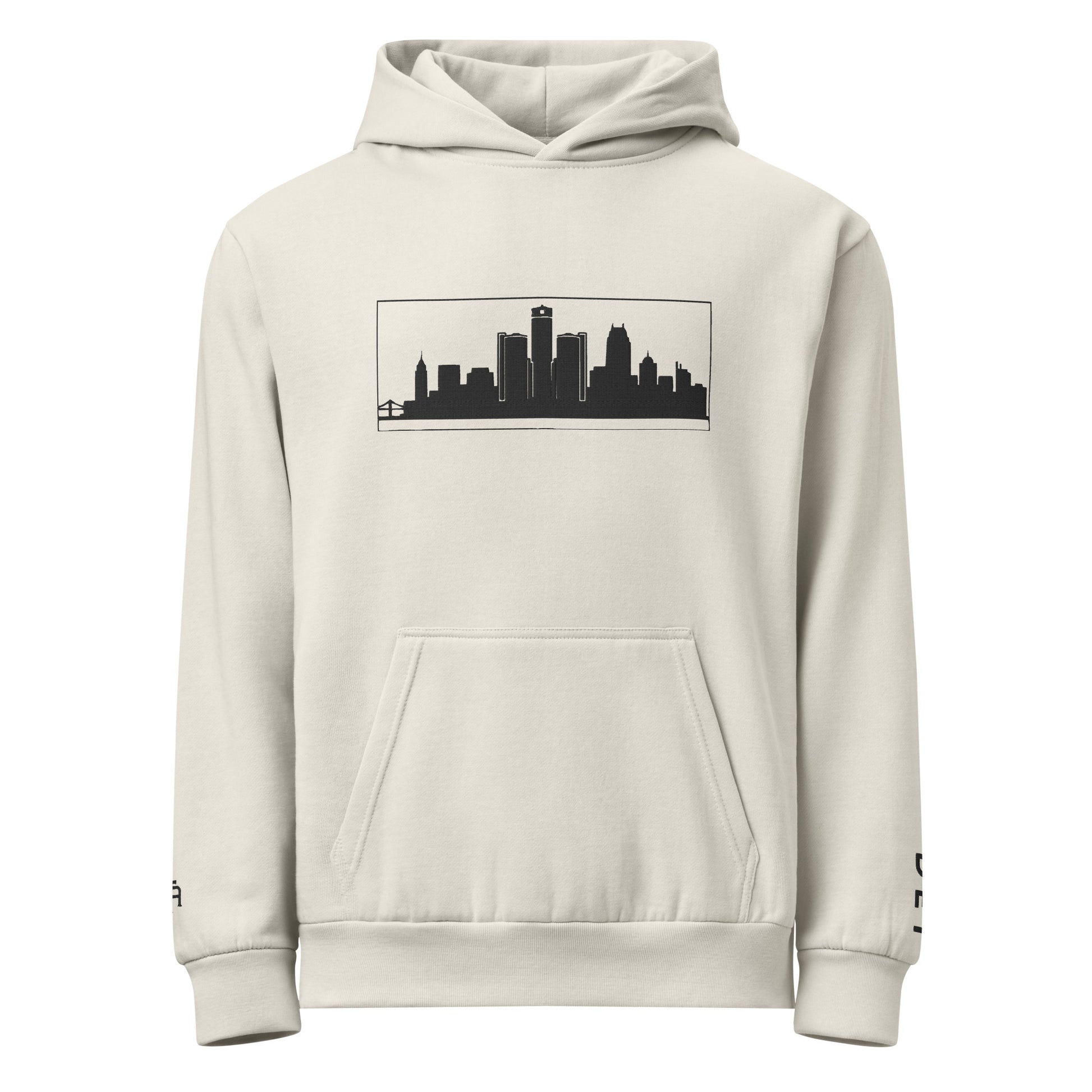 Lunar Rock color Detroit Edition 10oz heavyweight urban hoodie with structured fit and embroidered Detroit skyline | Our City | An Athlete Trains