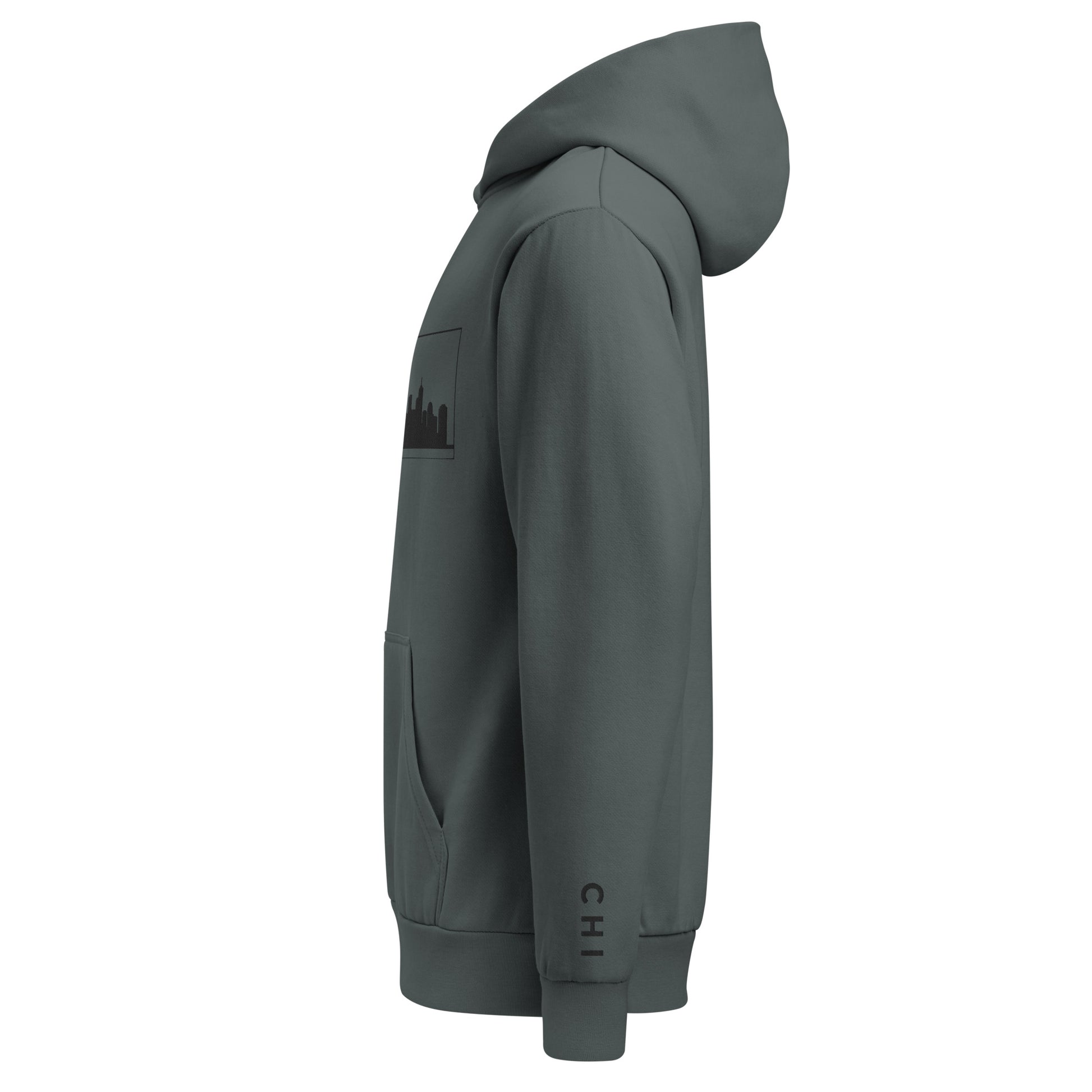 Midnight navy color Chicago Edition heavyweight urban hoodie featuring 10oz fleece and high-density Chicago skyline embroidery | Our City | An Athlete Trains