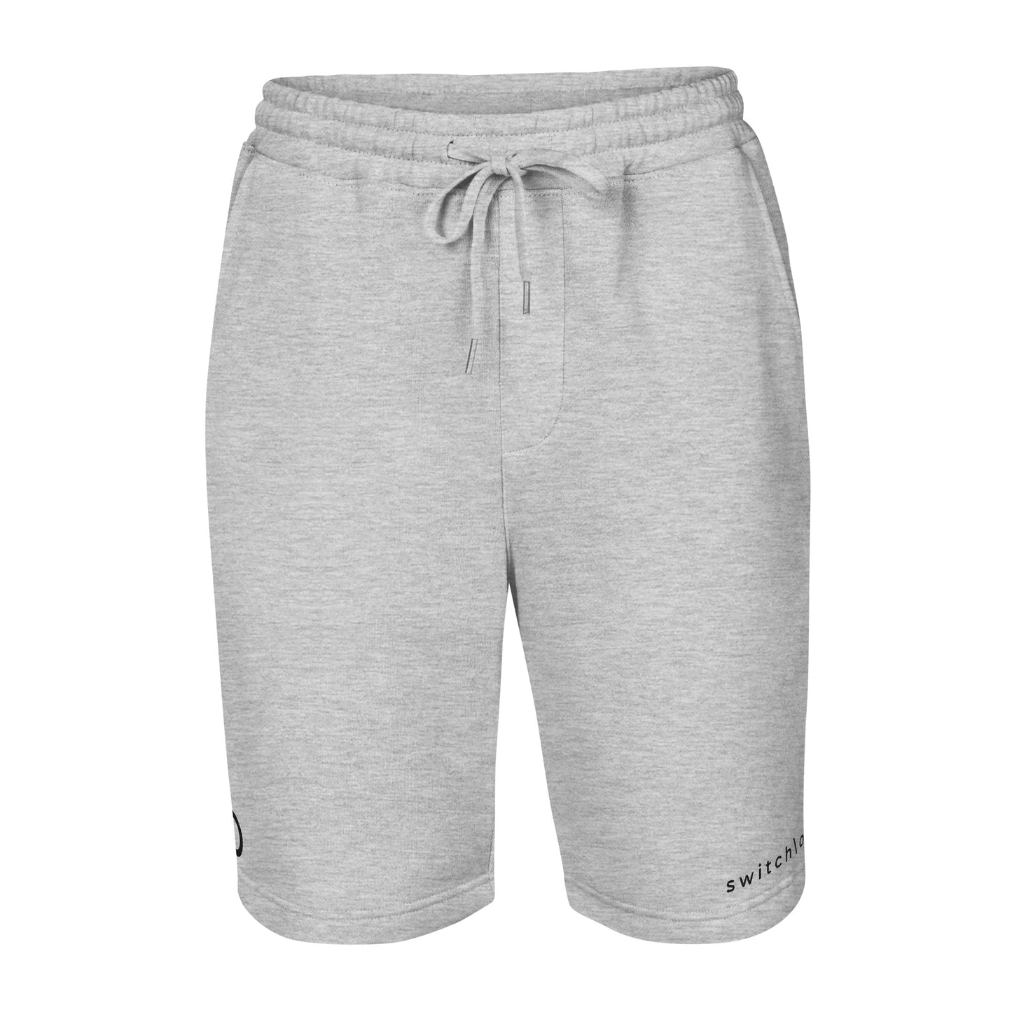 Men's relaxed fleece shorts with jersey-lined pockets in gray with black switch\off and logo embroidery - An Athlete Trains.
