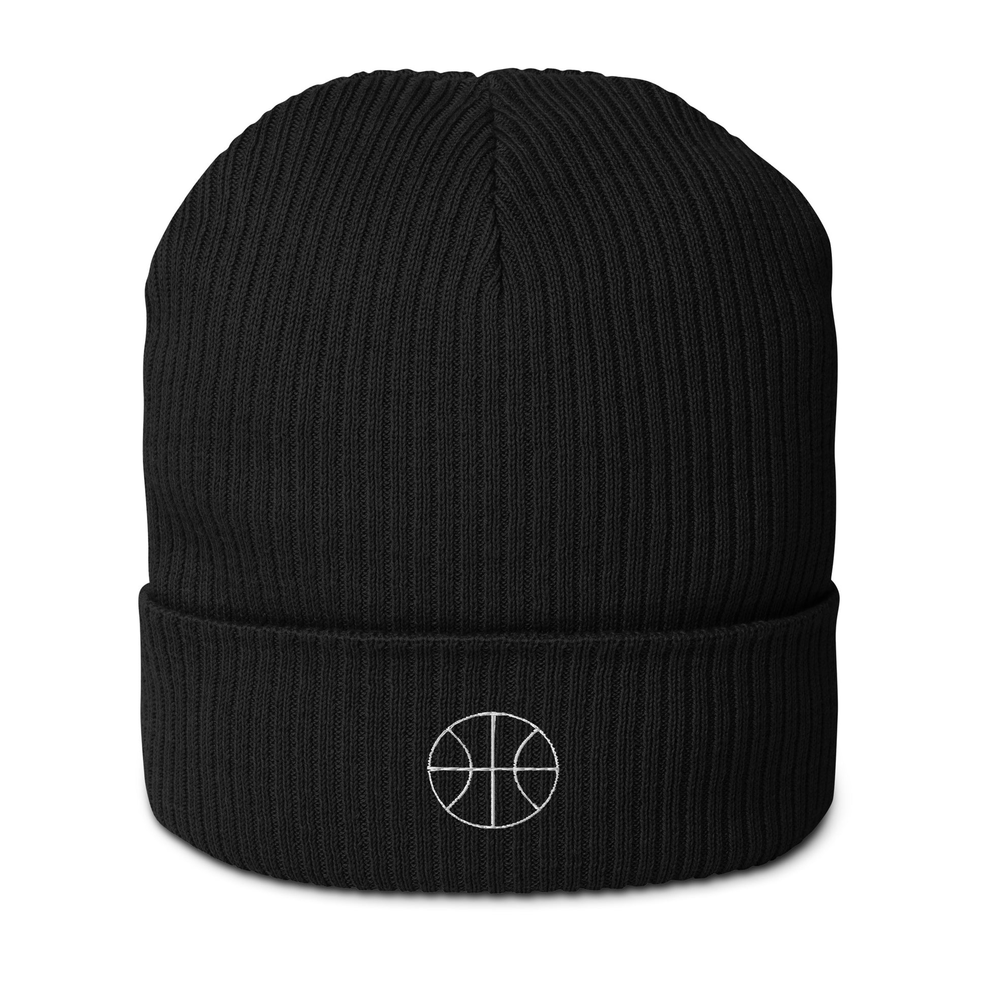 Basketball Edition organic ribbed beanie in black made from 100% natural cotton — Our Game collection by An Athlete Trains