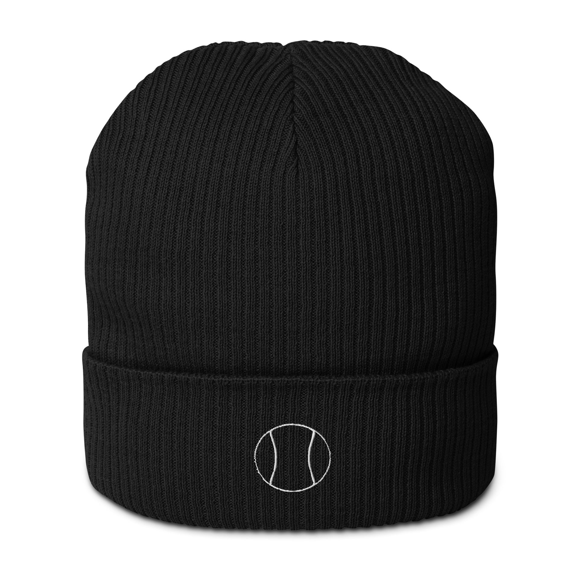 Tennis Edition organic ribbed beanie in black made from 100% natural cotton — Our Game collection by An Athlete Trains