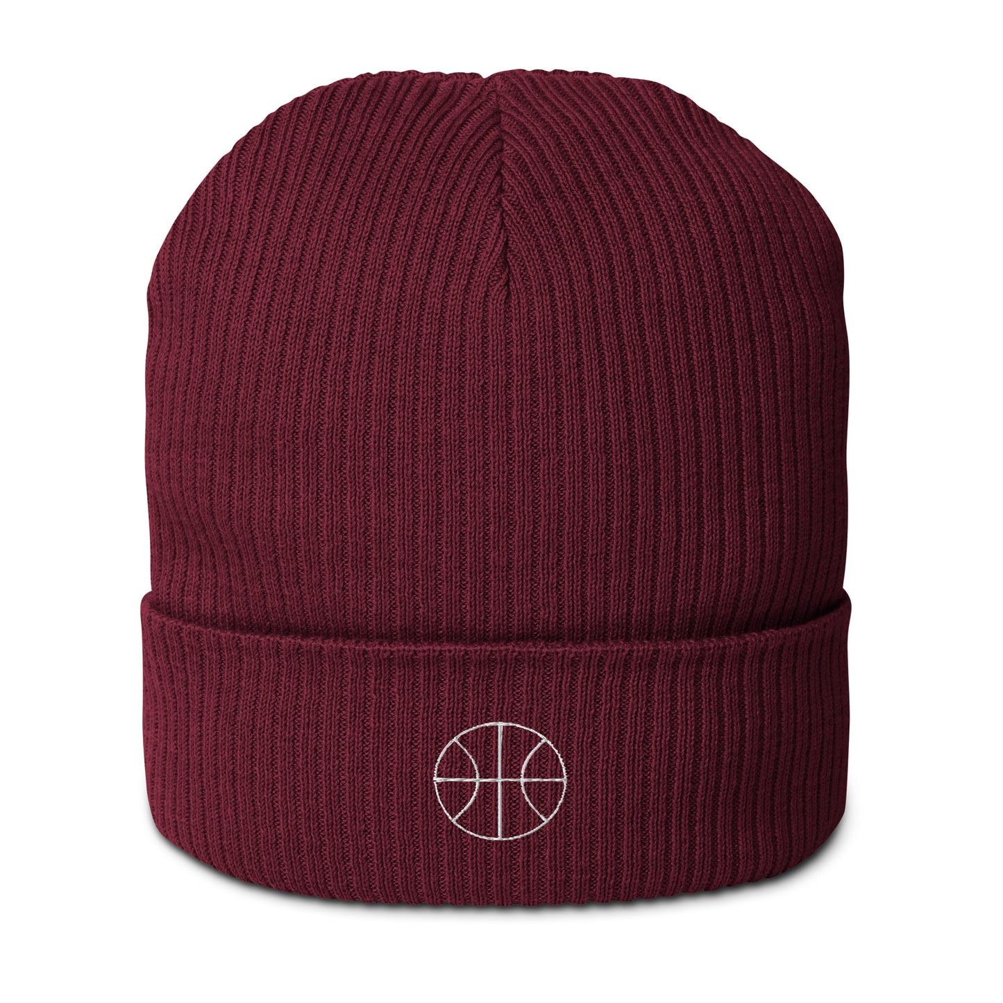 Basketball Edition organic ribbed beanie in maroon made from 100% natural cotton — Our Game collection by An Athlete Trains