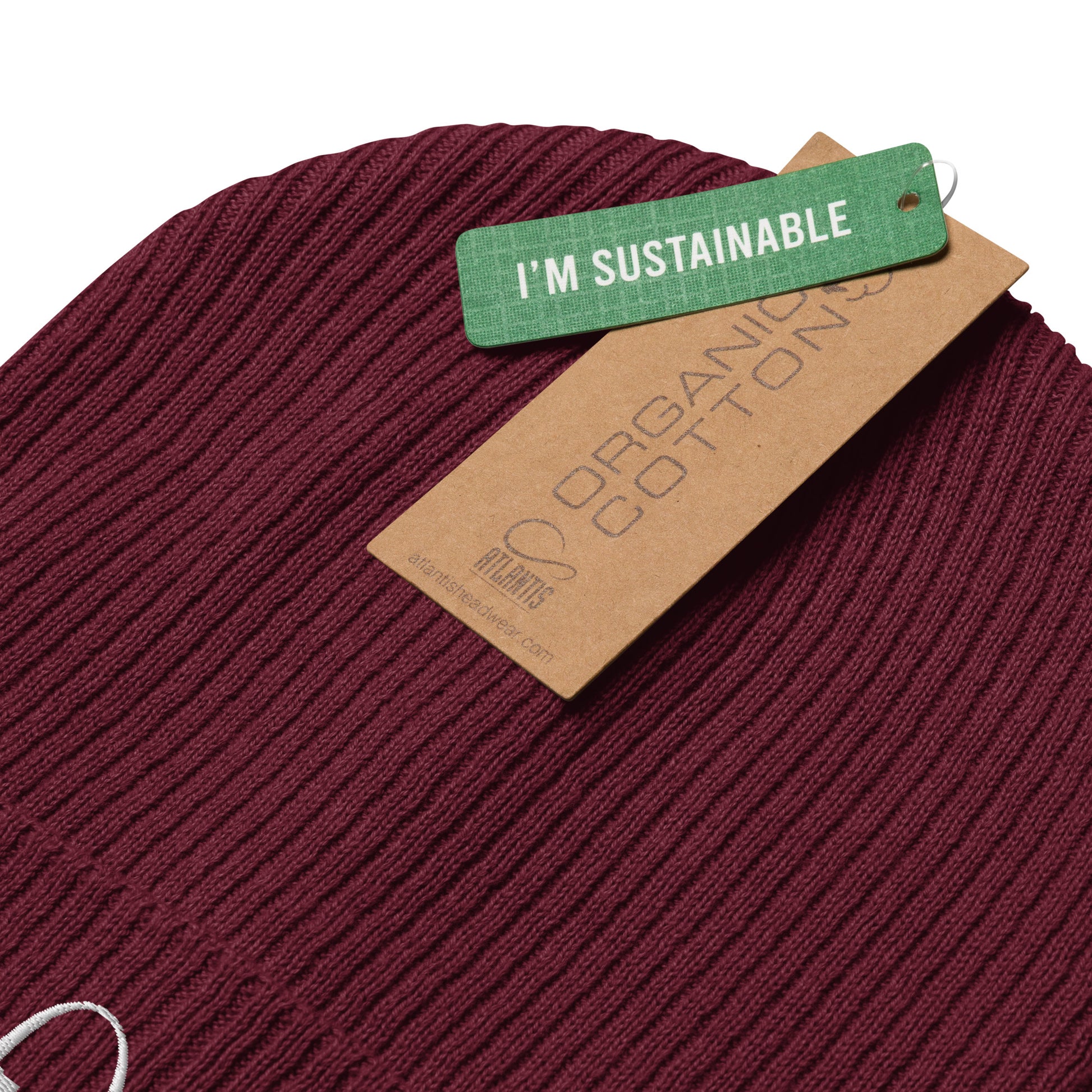 St. Louis Edition Organic Ribbed Beanie in burgundy with premium white embroidery | Our City | An Athlete Trains