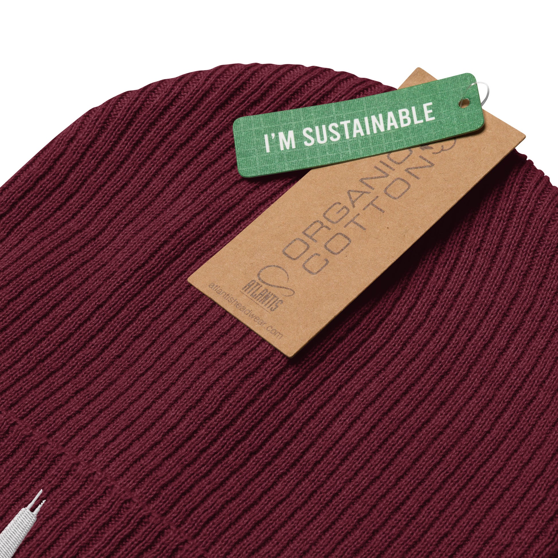 Chicago Edition Organic Ribbed Beanie in burgundy with premium white embroidery | Our City | An Athlete Trains