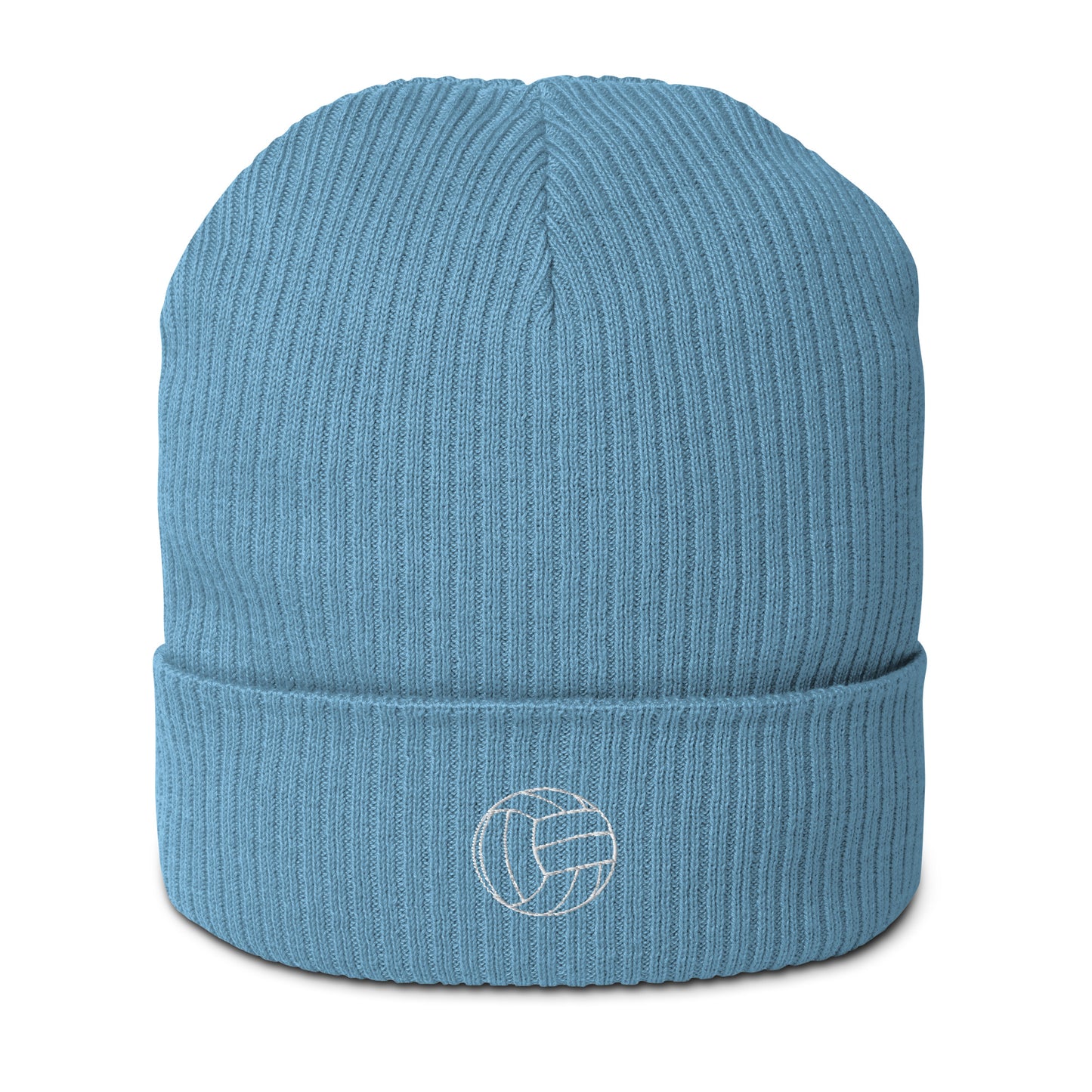 Volleyball Edition organic ribbed beanie in blue made from 100% natural cotton — Our Game collection by An Athlete Trains