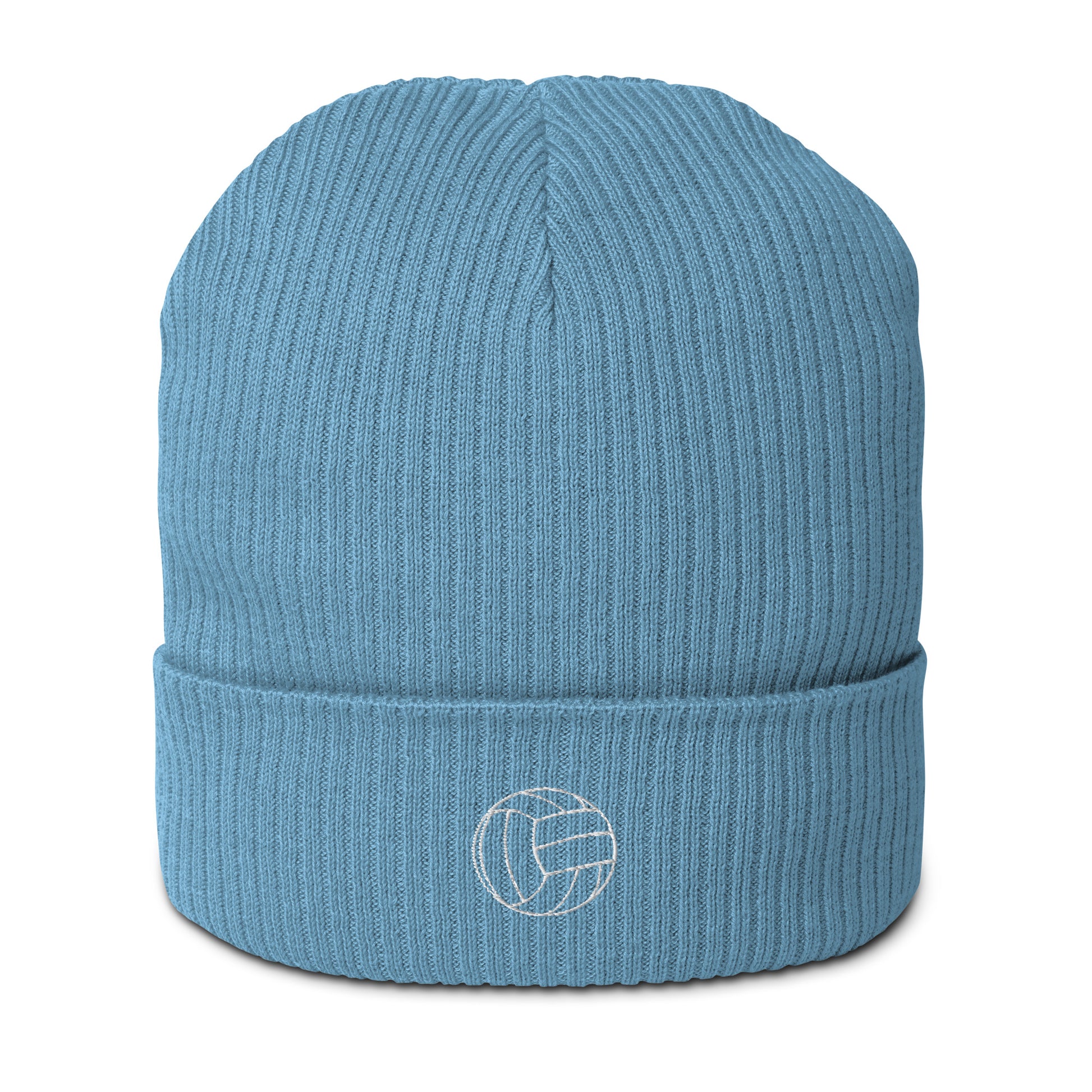 Volleyball Edition organic ribbed beanie in blue made from 100% natural cotton — Our Game collection by An Athlete Trains