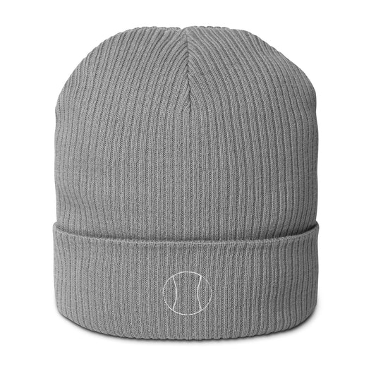 Tennis Edition organic ribbed beanie in light gray made from 100% natural cotton — Our Game collection by An Athlete Trains