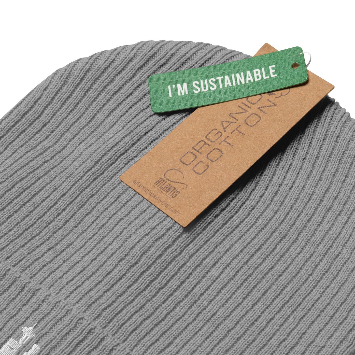 Seattle Edition Organic Ribbed Beanie in gray with premium white embroidery | Our City | An Athlete Trains