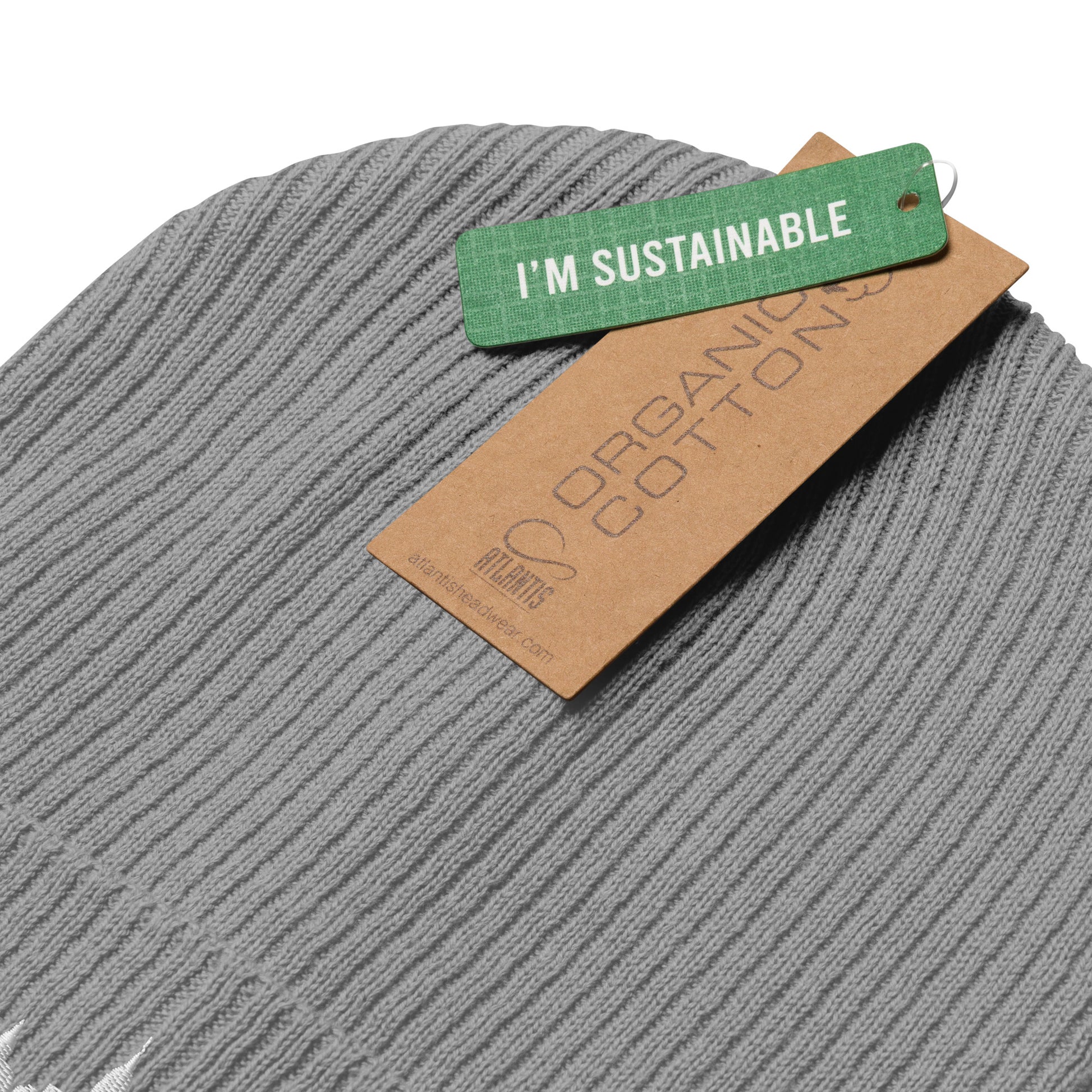 New York Edition Organic Ribbed Beanie in gray with premium white embroidery | Our City | An Athlete Trains