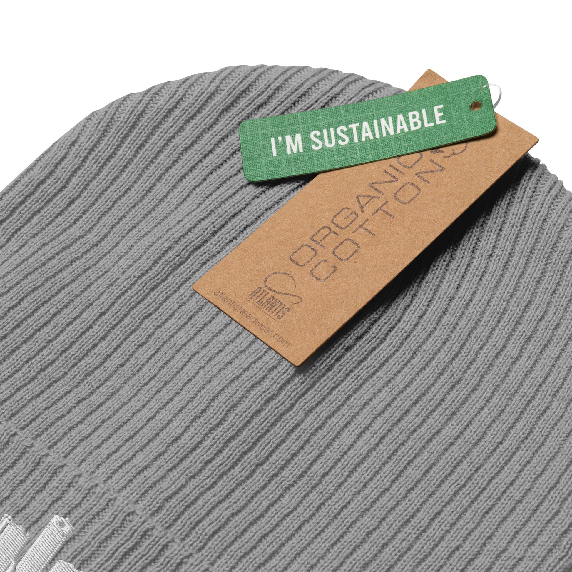 Detroit Edition Organic Ribbed Beanie in gray with premium white embroidery | Our City | An Athlete Trains