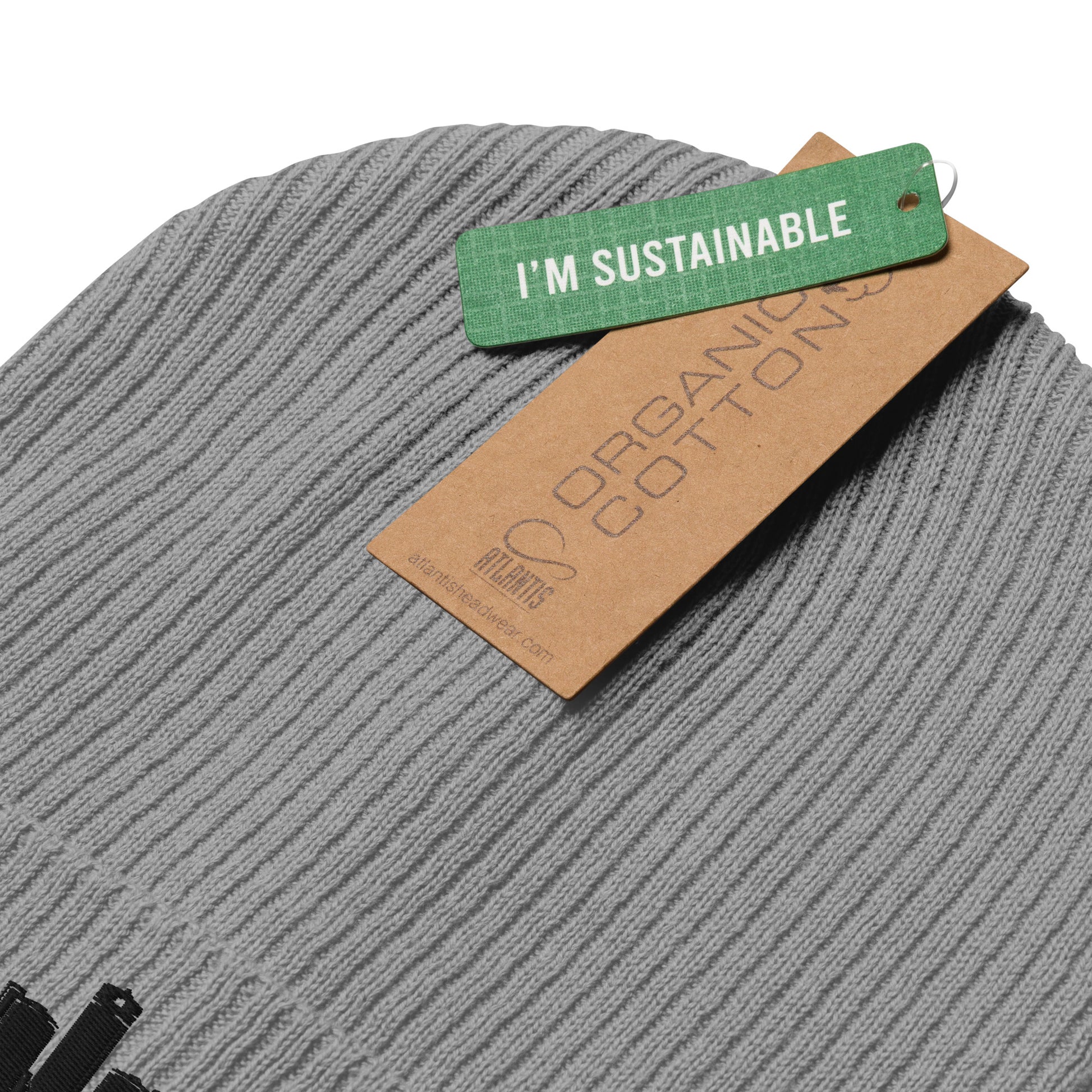 Detroit Edition Organic Ribbed Beanie in gray with premium black embroidery | Our City | An Athlete Trains