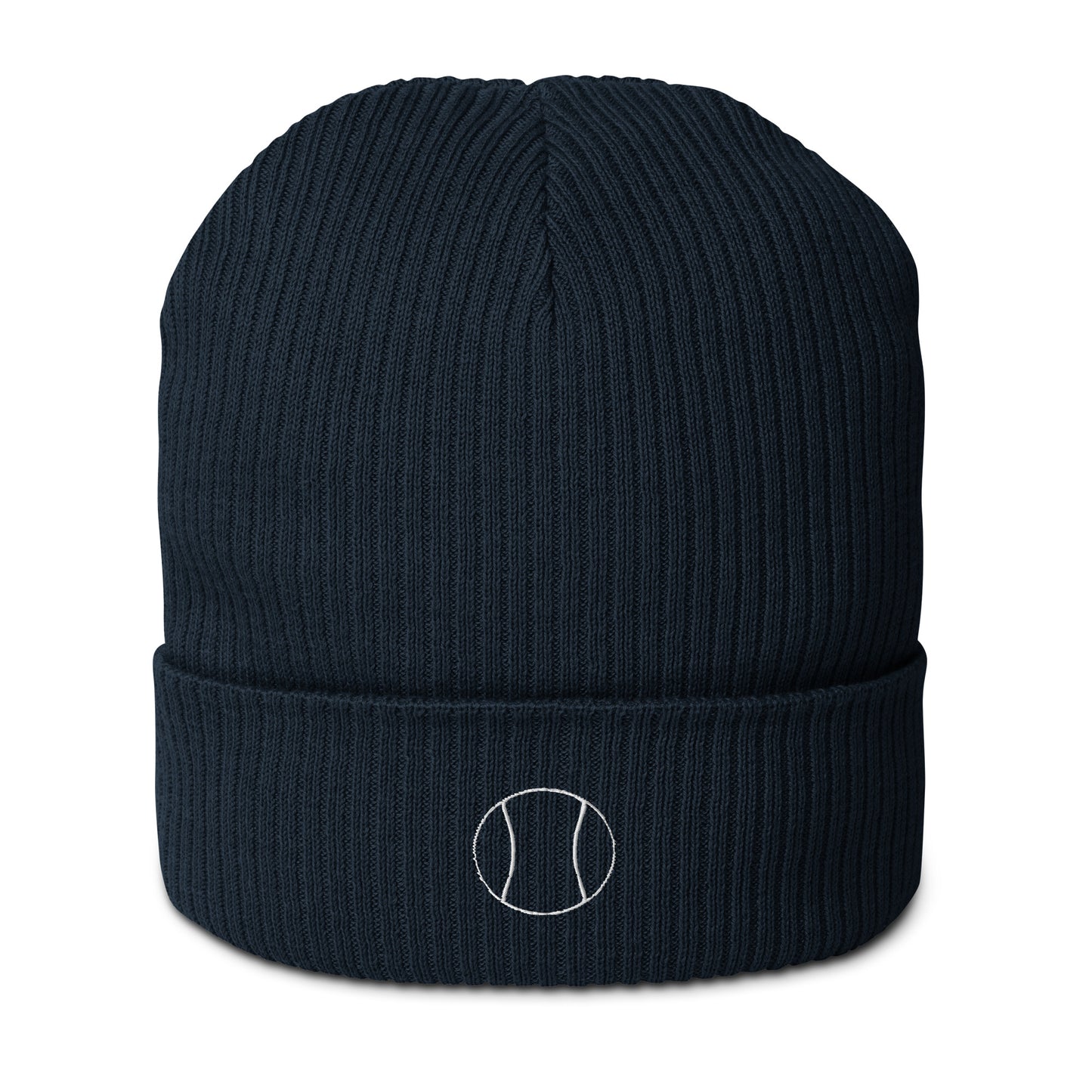 Tennis Edition organic ribbed beanie in navy made from 100% natural cotton — Our Game collection by An Athlete Trains