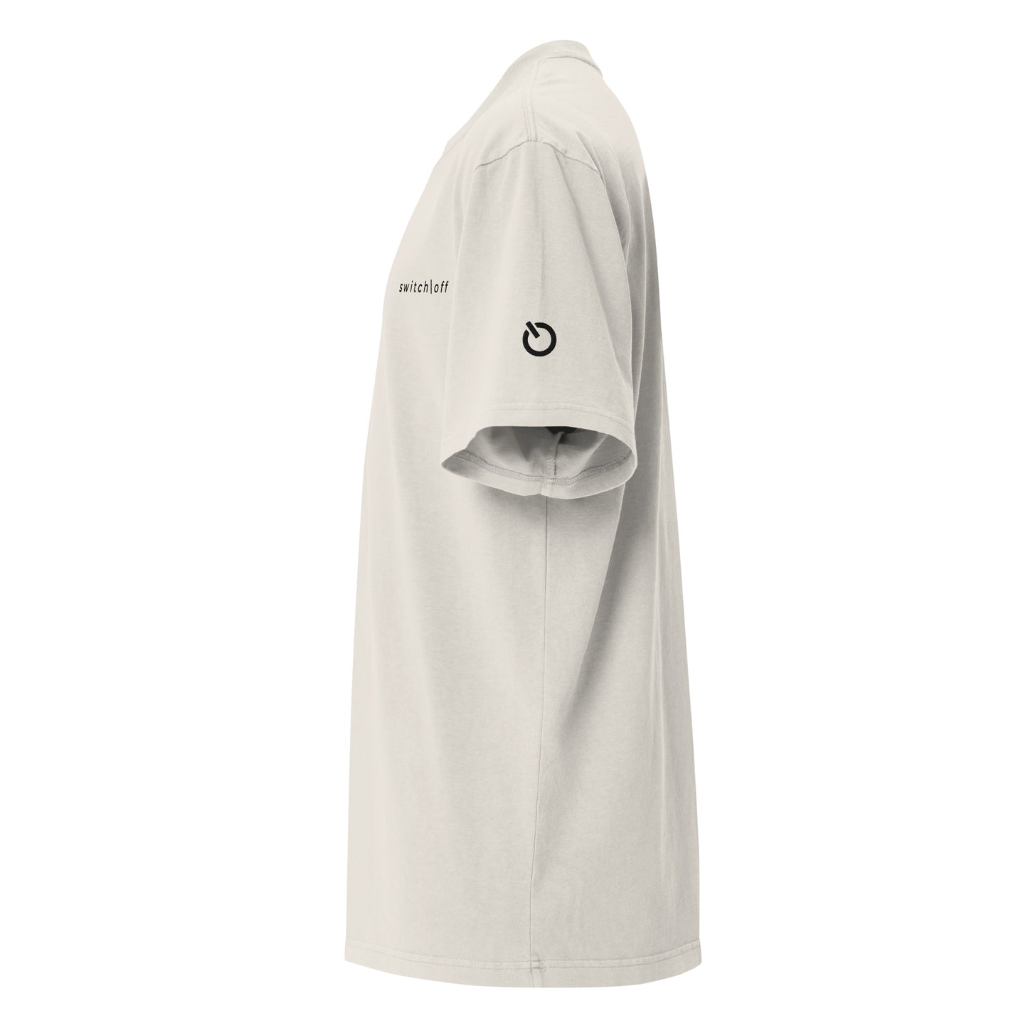 Vintage-style faded oversized t-shirt in faded bone with black switch\off embroidery - An Athlete Trains.