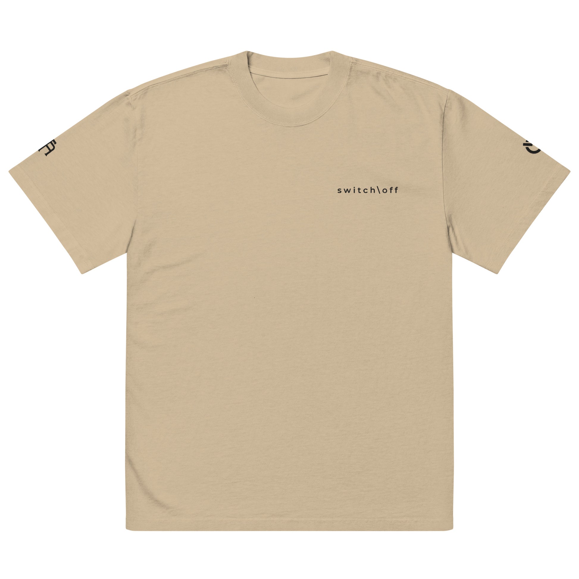 Vintage-style faded oversized t-shirt in khaki with black switch\off embroidery - An Athlete Trains.