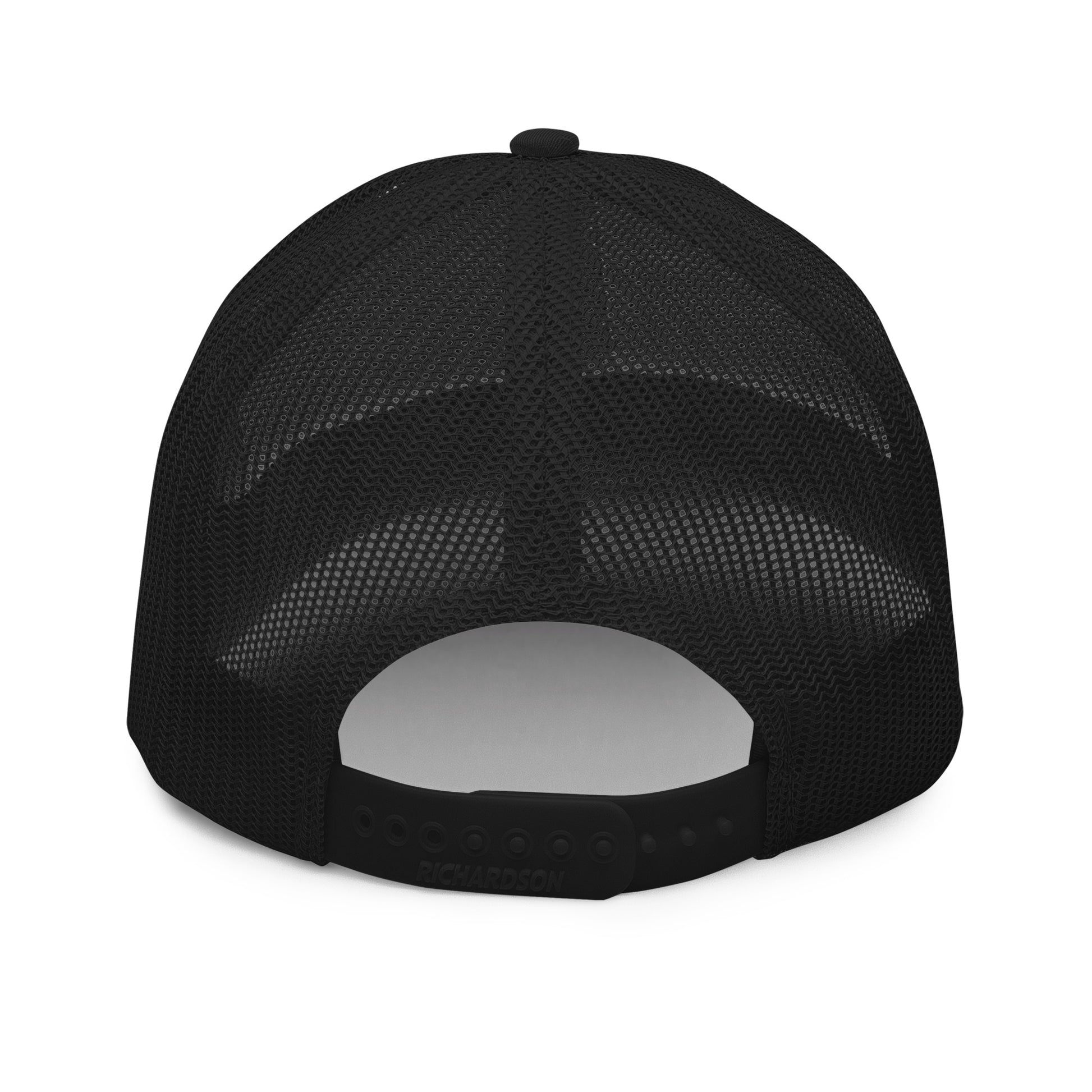 An Athlete Trains structured 6-panel, mid-profile trucker cap is 60% cotton, 40% polyester, 100% polyester mesh back. Pre-curved contrast stitched visor, underbill matches visor color and adjustable plastic snapback