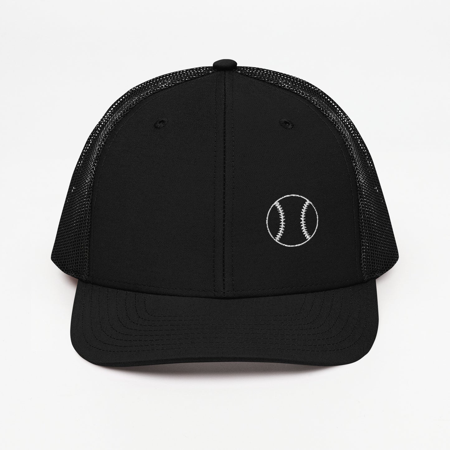 Baseball Edition trucker cap in black with breathable mesh back and structured mid-profile front | Our Game | An Athlete Trains