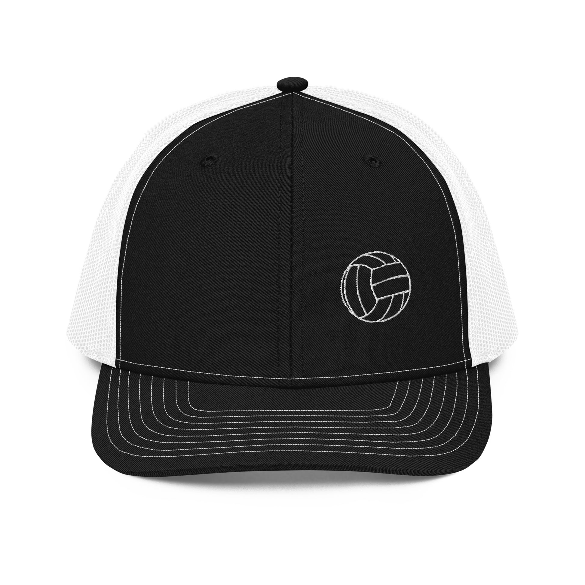 Volleyball Edition trucker cap in black and white with structured front and breathable mesh back — Our Game collection by An Athlete Trains