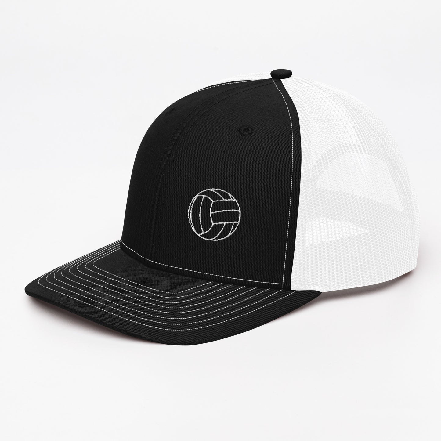 Volleyball Edition trucker cap in black and white with structured front and breathable mesh back — Our Game collection by An Athlete Trains