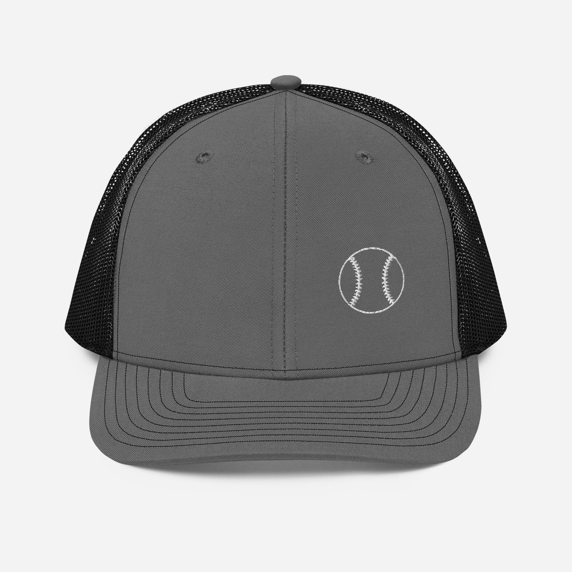 Baseball Edition trucker cap in charcoal and black with breathable mesh back and structured mid-profile front | Our Game | An Athlete Trains