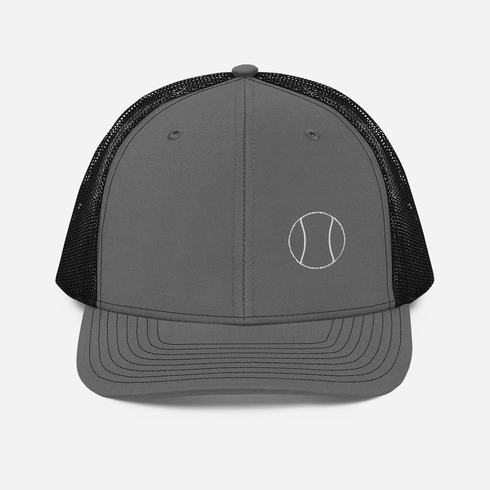 Tennis Edition trucker cap in black and white with structured front and breathable mesh back — Our Game collection by An Athlete Trains
