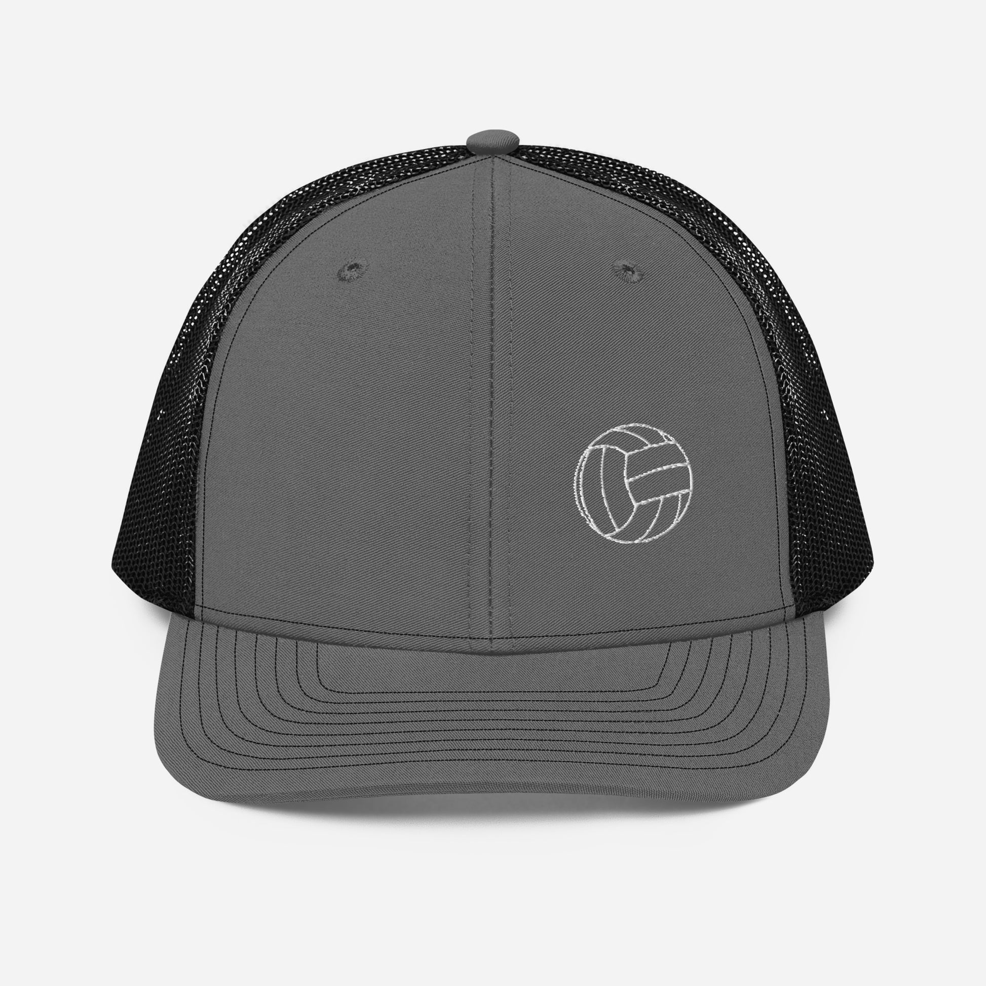 Volleyball Edition trucker cap in charcoal and black with structured front and breathable mesh back — Our Game collection by An Athlete Trains