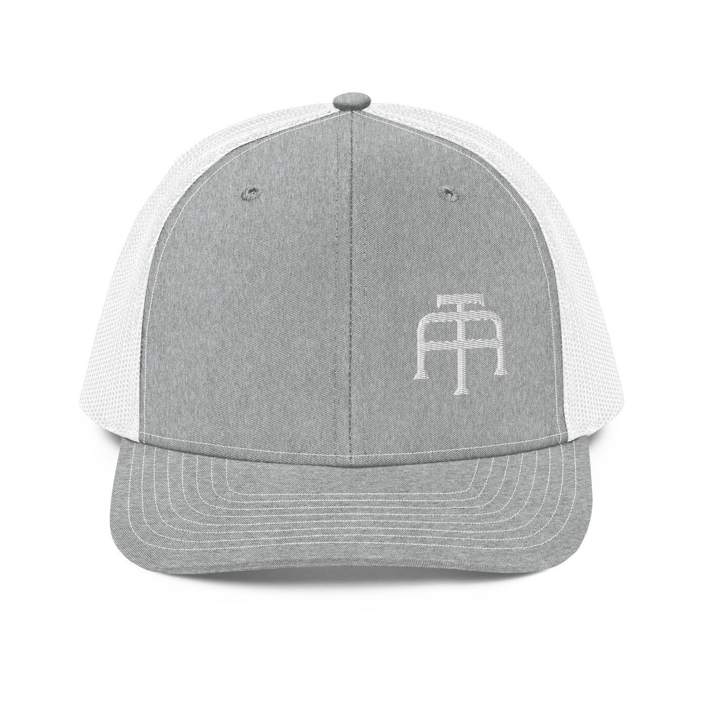 An Athlete Trains structured 6-panel, mid-profile trucker cap is 60% cotton, 40% polyester, 100% polyester mesh back. Pre-curved contrast stitched visor, underbill matches visor color and adjustable plastic snapback