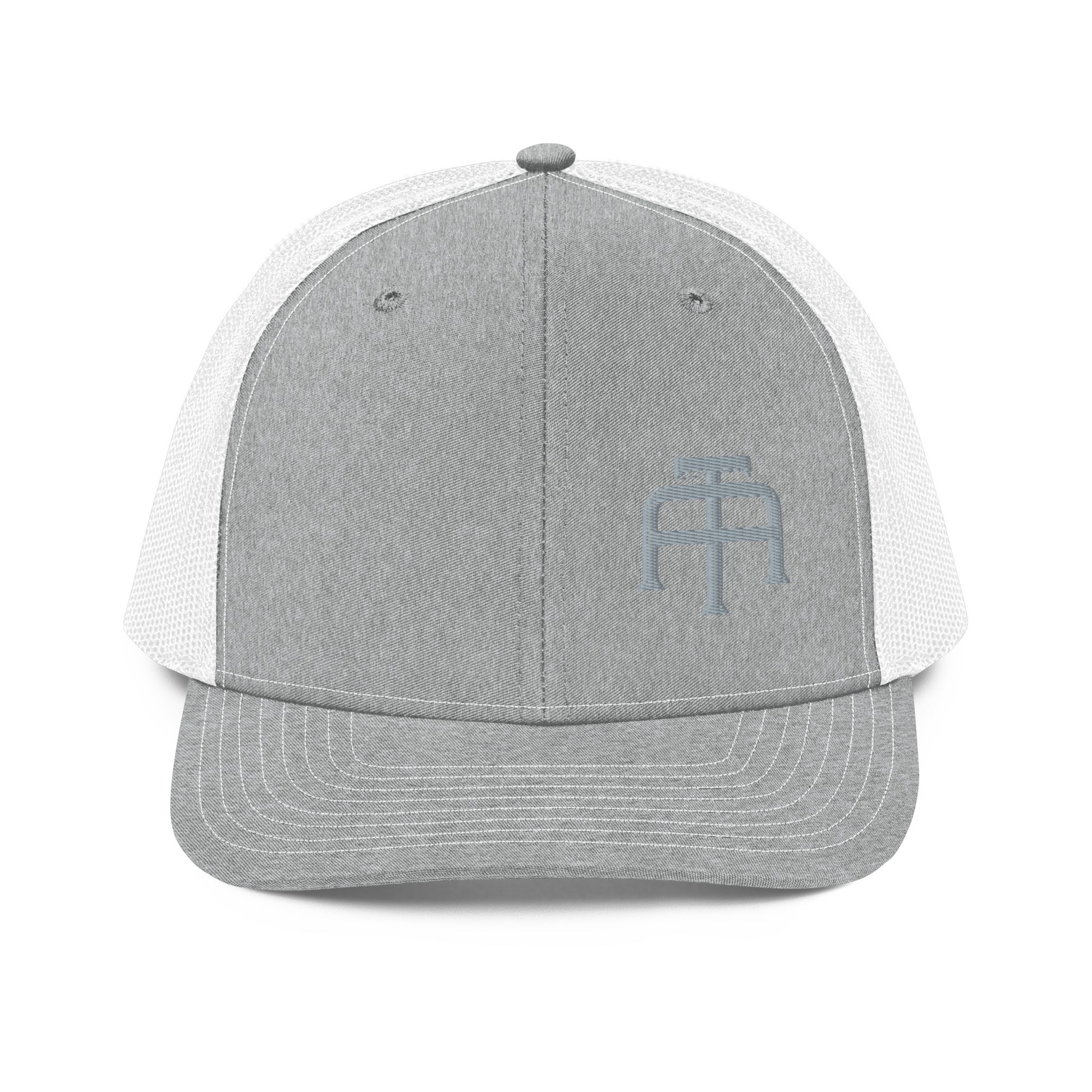 An Athlete Trains structured 6-panel, mid-profile trucker cap is 60% cotton, 40% polyester, 100% polyester mesh back. Pre-curved contrast stitched visor, underbill matches visor color and adjustable plastic snapback