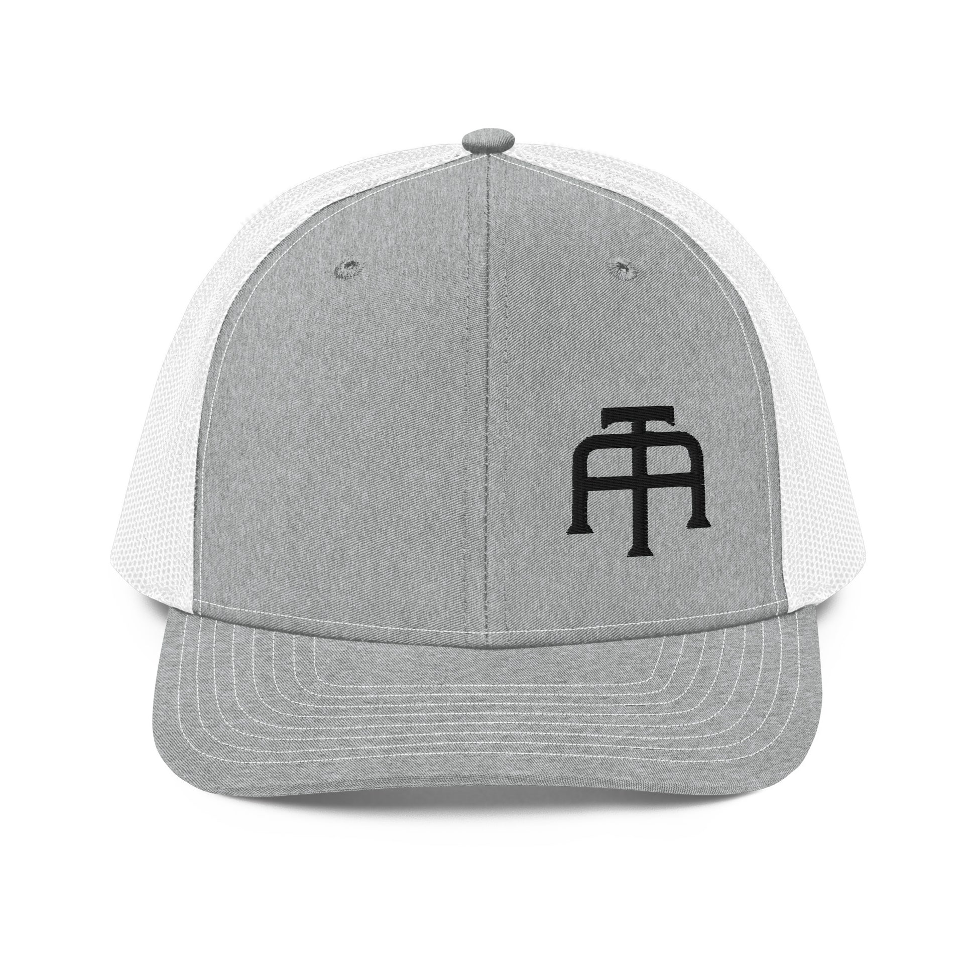 An Athlete Trains structured 6-panel, mid-profile trucker cap is 60% cotton, 40% polyester, 100% polyester mesh back. Pre-curved contrast stitched visor, underbill matches visor color and adjustable plastic snapback