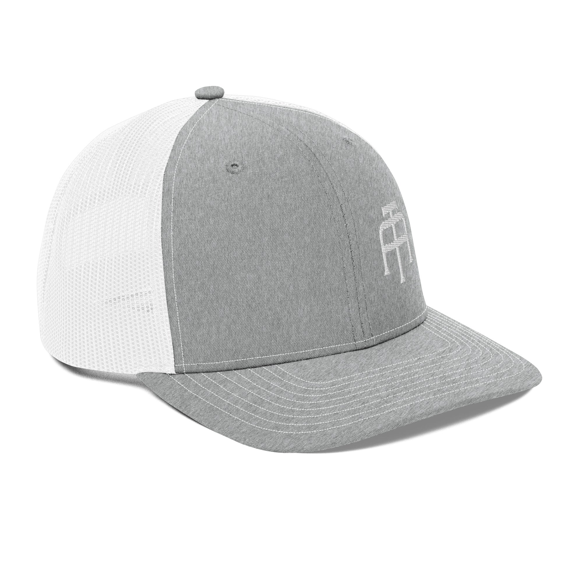 An Athlete Trains structured 6-panel, mid-profile trucker cap is 60% cotton, 40% polyester, 100% polyester mesh back. Pre-curved contrast stitched visor, underbill matches visor color and adjustable plastic snapback