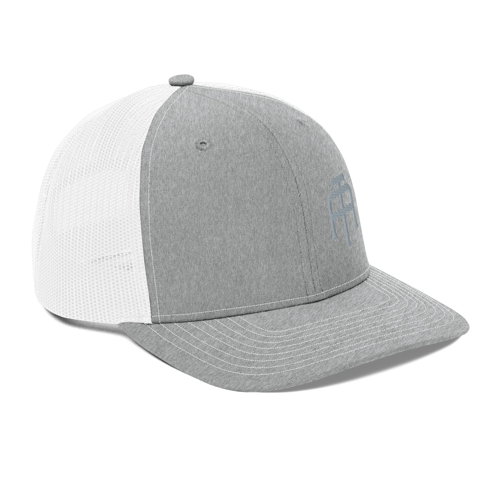 An Athlete Trains structured 6-panel, mid-profile trucker cap is 60% cotton, 40% polyester, 100% polyester mesh back. Pre-curved contrast stitched visor, underbill matches visor color and adjustable plastic snapback