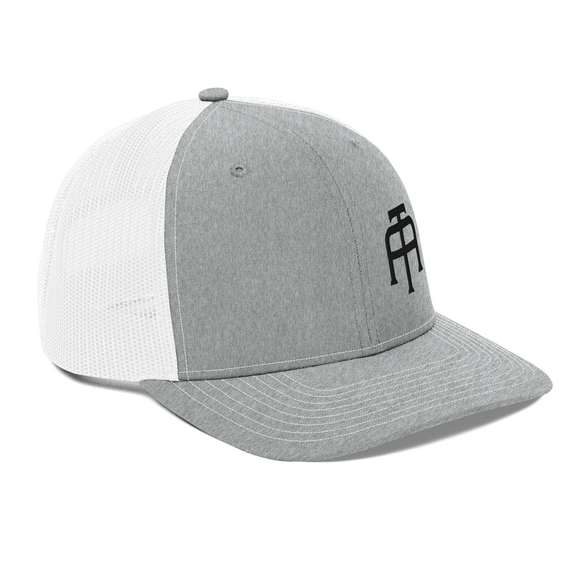 An Athlete Trains structured 6-panel, mid-profile trucker cap is 60% cotton, 40% polyester, 100% polyester mesh back. Pre-curved contrast stitched visor, underbill matches visor color and adjustable plastic snapback