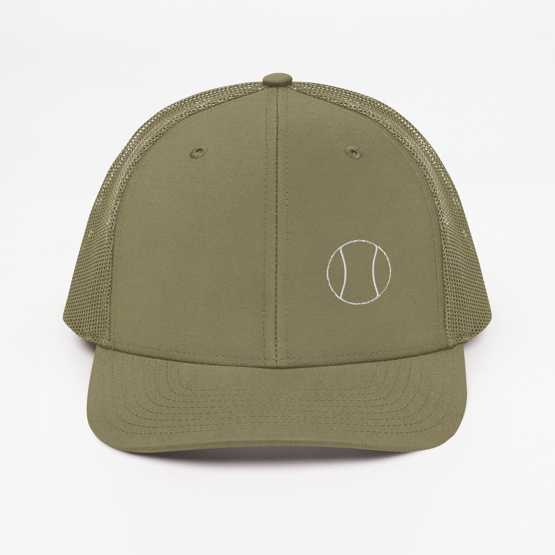 Tennis Edition trucker cap in loden green with structured front and breathable mesh back — Our Game collection by An Athlete Trains