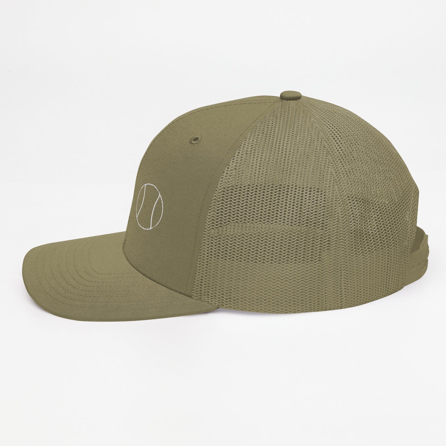 Tennis Edition trucker cap in loden green with structured front and breathable mesh back — Our Game collection by An Athlete Trains