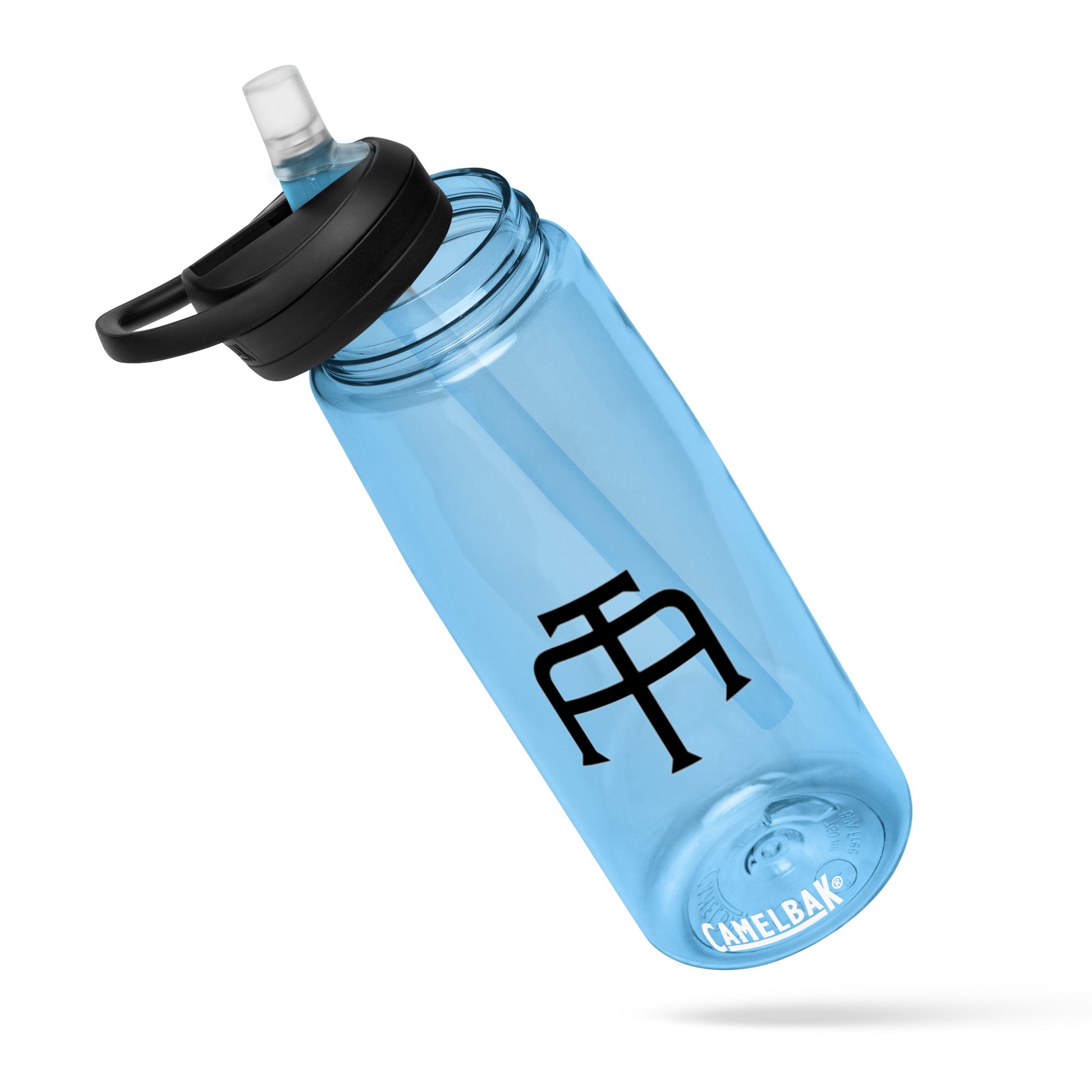 An Athlete Trains blue camelbak water bottle 