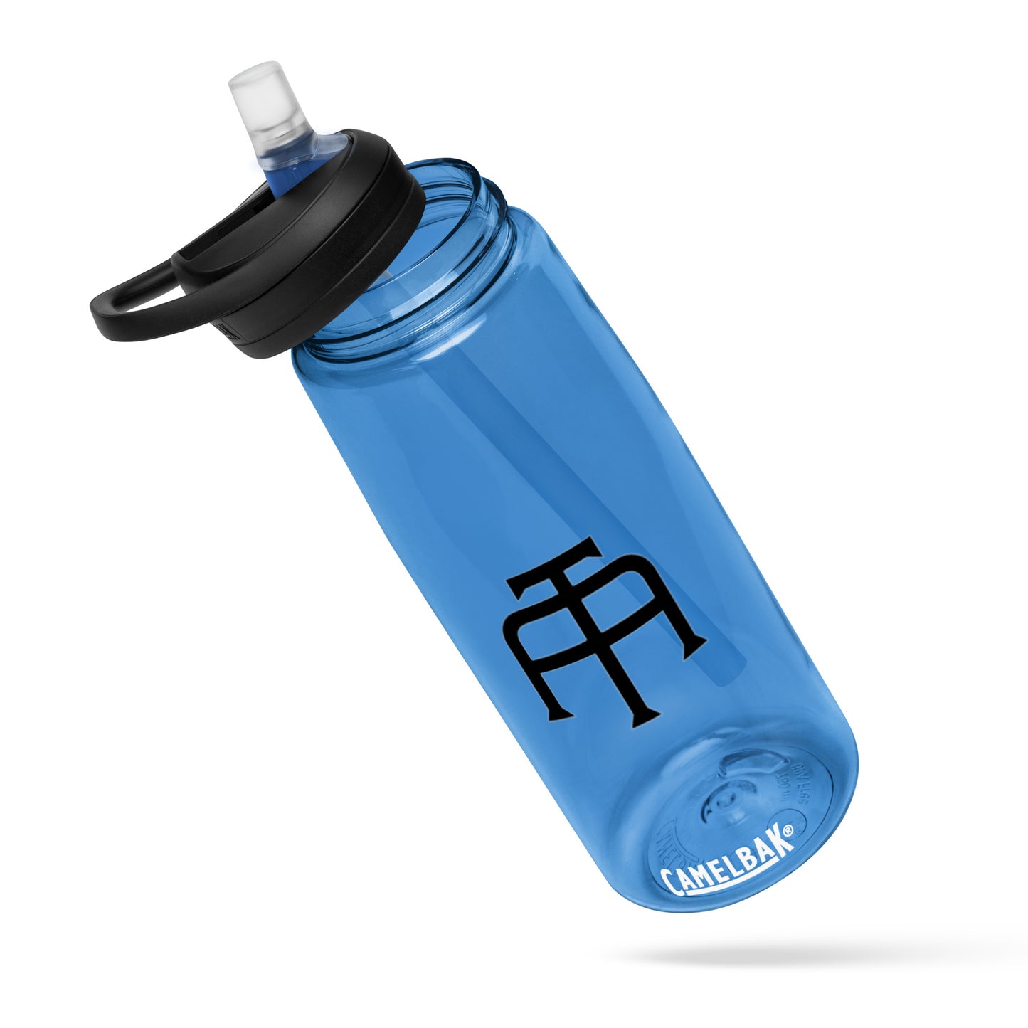 An Athlete Trains blue camelbak water bottle 