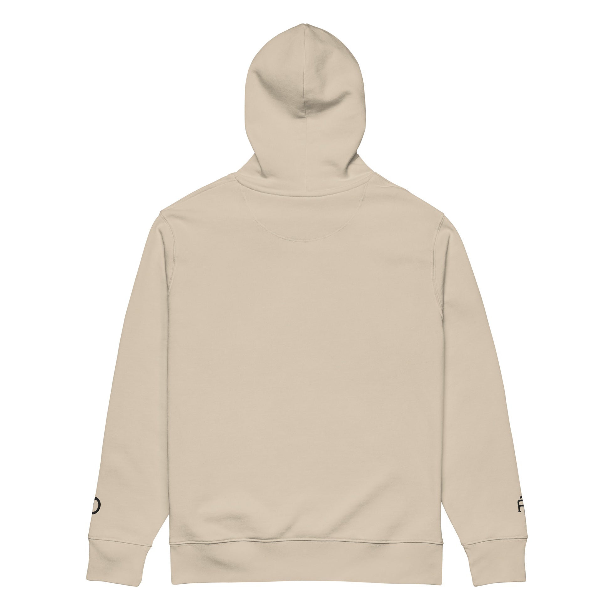 Sustainable organic cotton premium 10 oz hoodie in dust color with black switch\off and logo embroidery - An Athlete Trains.