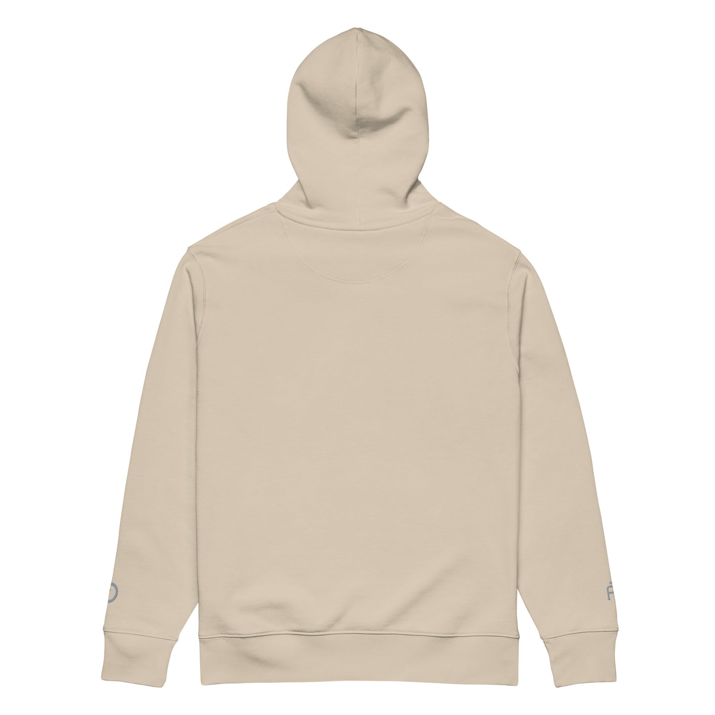 Sustainable organic cotton premium 10 oz hoodie in dust color with gray switch\off and logo embroidery - An Athlete Trains.