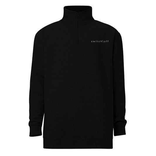 Soft fleece pullover in black with gray switch\off and logo embroidery- An Athlete Trains.