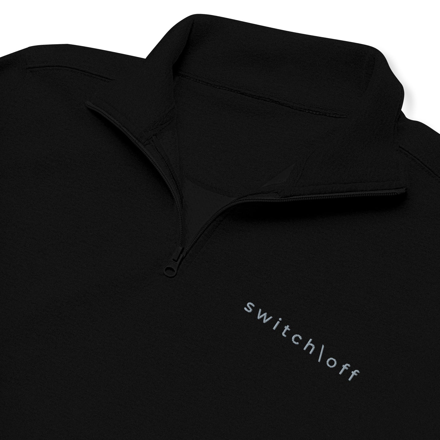 Soft fleece pullover in black with gray switch\off and logo embroidery- An Athlete Trains.