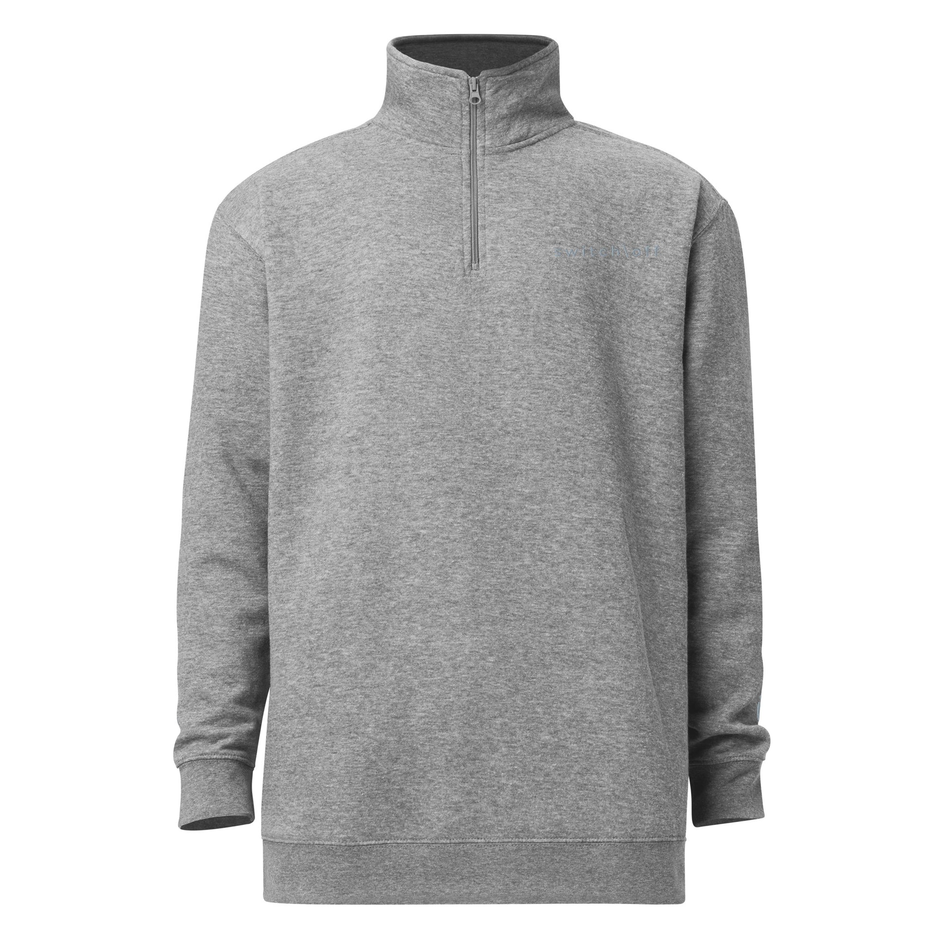 Soft fleece pullover in carbon gray with gray switch\off and logo embroidery- An Athlete Trains.